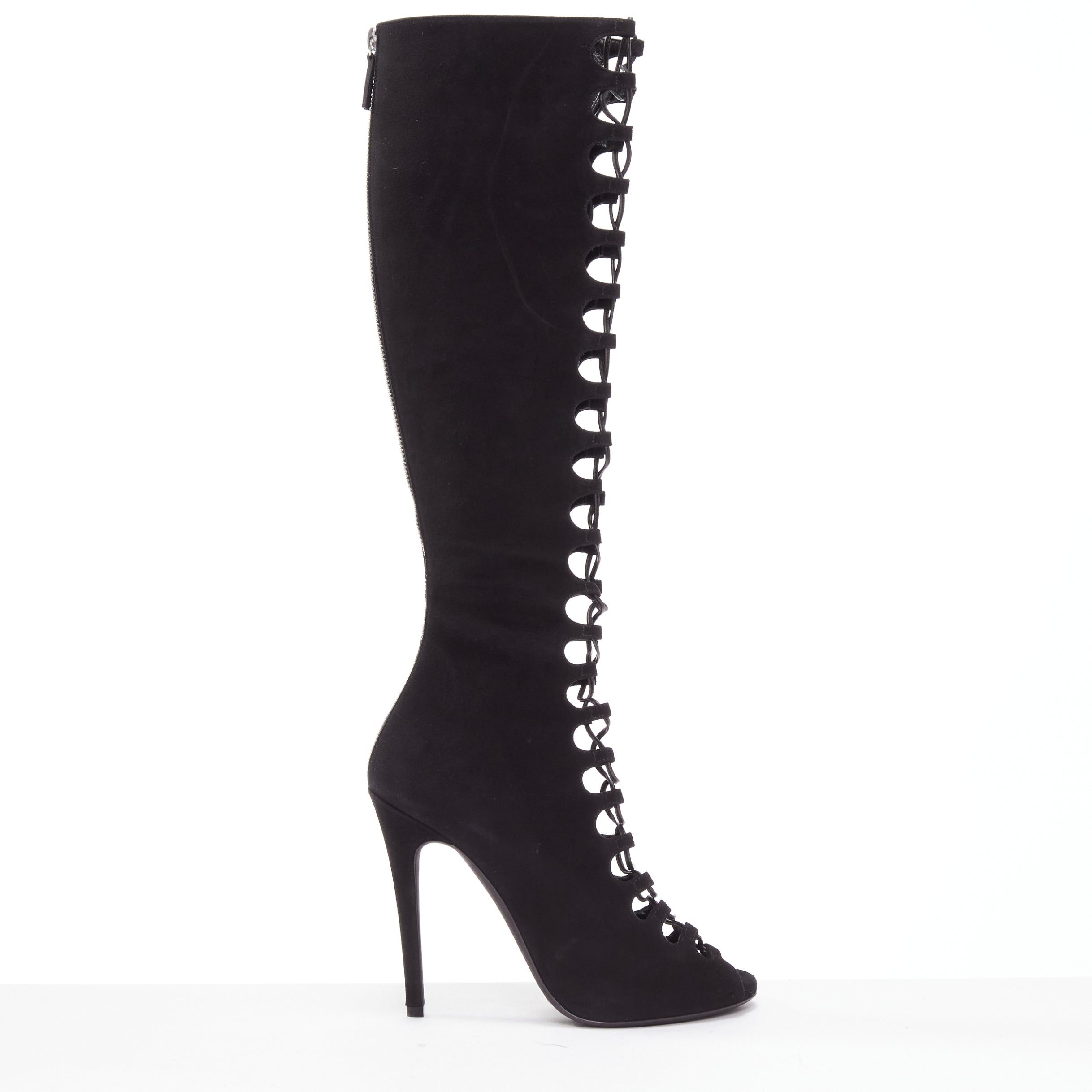 Giambattista Valli GIAMBATTISTA VALLI black suede leather criss cross lace up front boots EU38 Size US 8 / IT 38 - 1 Thumbnail