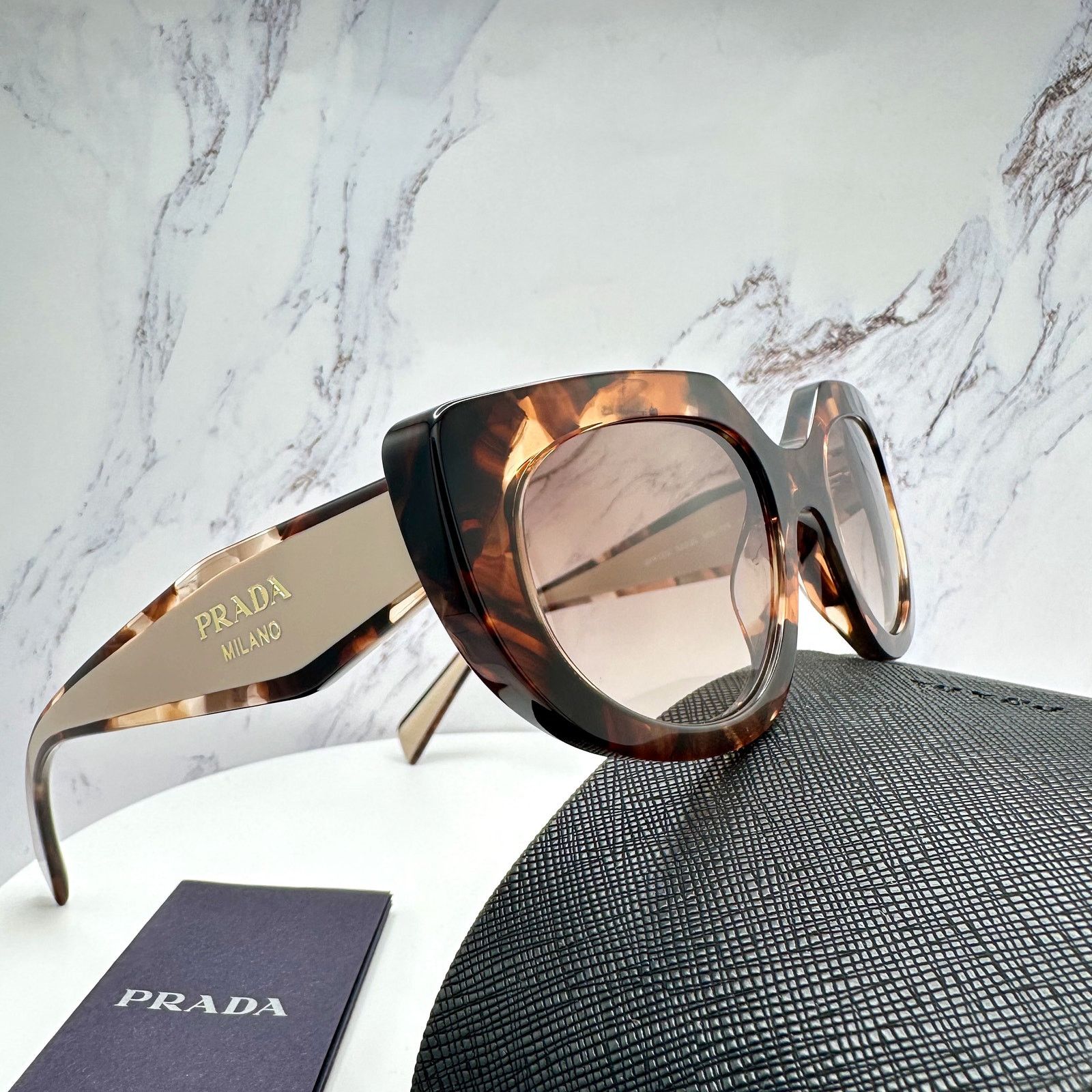 Prada PRADA Sunglasses Brown Tortoise Caramel Gold Symbole Oval Size ONE SIZE - 20 Thumbnail