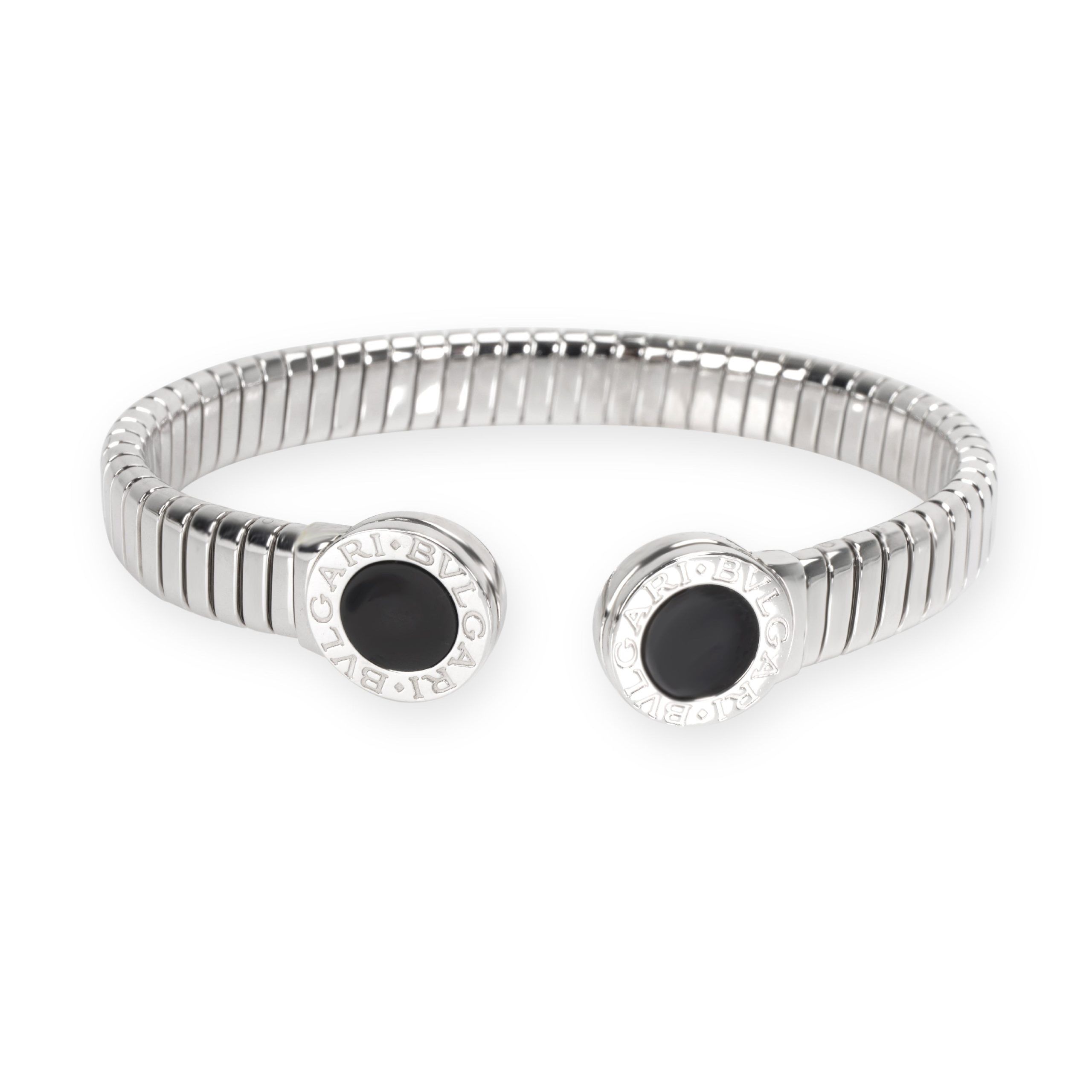 Bulgari Tubogas Onyx Cuff Bangle in Stainless Steel