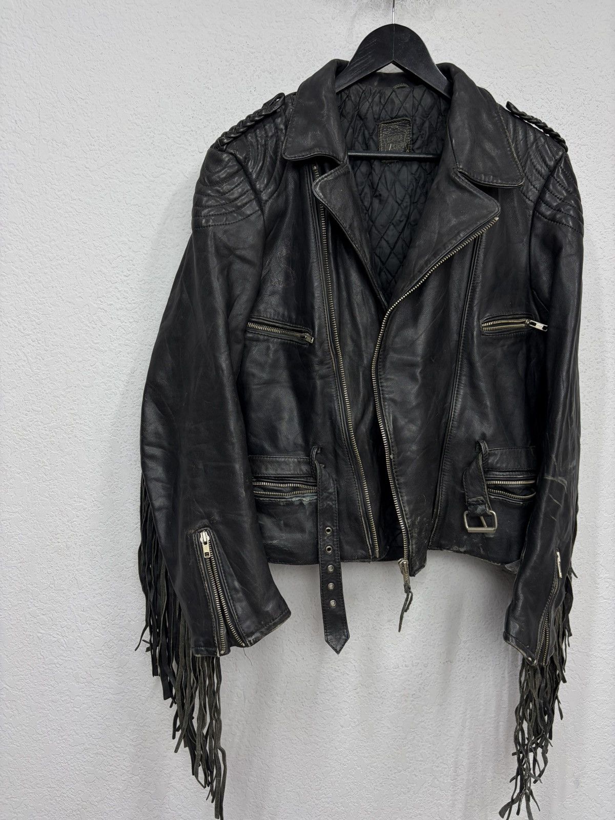 Hedi Slimane VTG Distressed Black Leather Biker Jacket Rick Owens Vibe Size US S / EU 44-46 / 1 - 13 Thumbnail