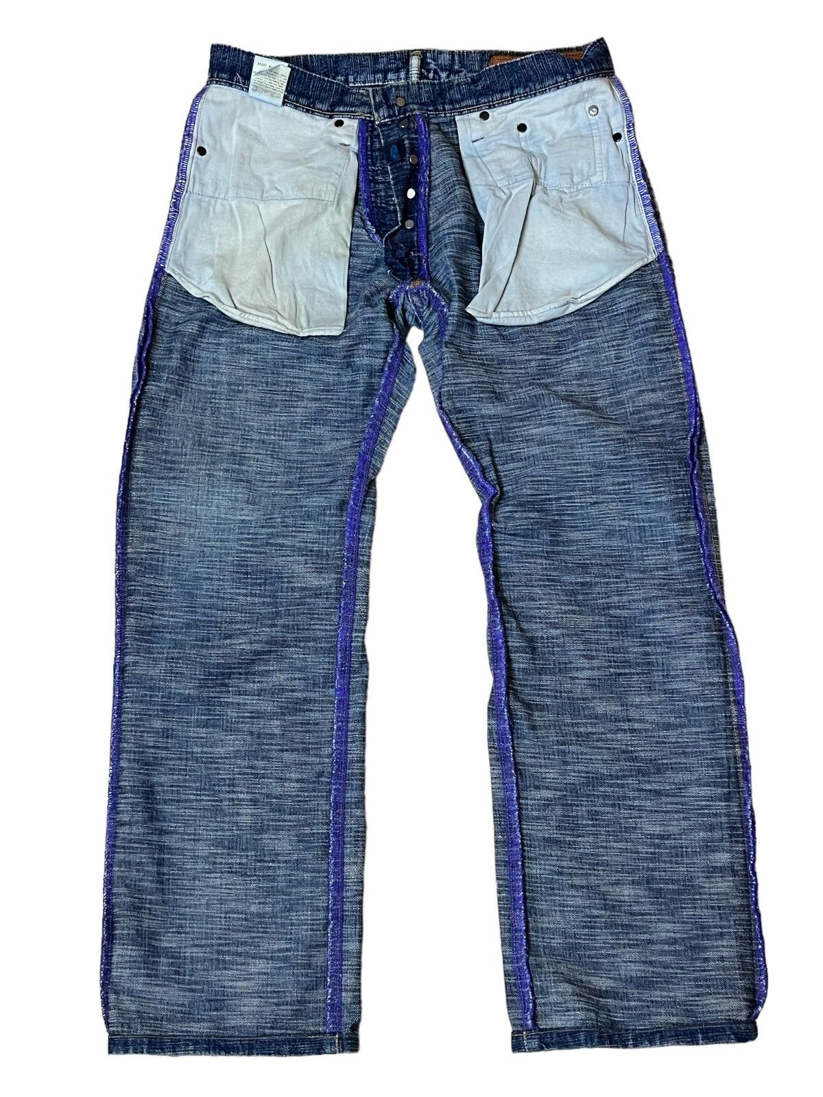 Japanese Brand SICK🔥JAPAN DENIM K.U. USA MELT INTO THE UNIVERSE JEANS Size US 32 / EU 48 - 3 Thumbnail