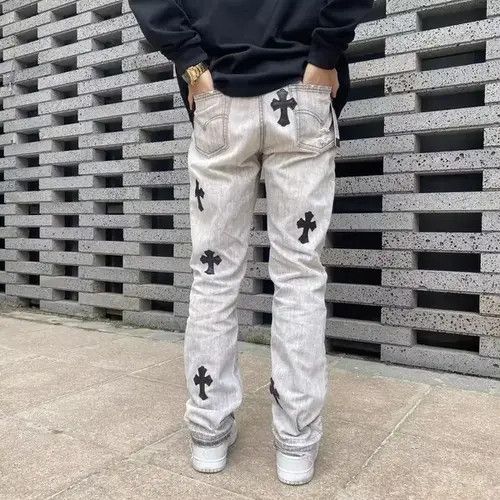 Jean Croix Cross Stitched Washed Denim Pants Size US 32 / EU 48 - 1 Thumbnail