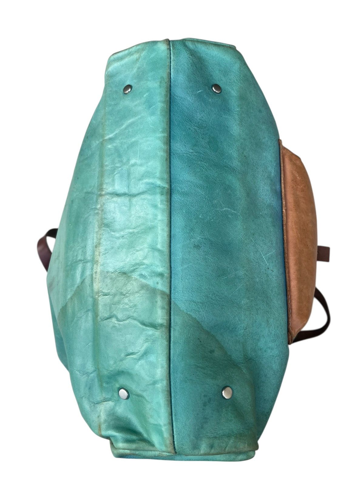 Leather Vintage Icaru Japan Faded Distressed Patina Leather Tote Bag Size ONE SIZE - 10 Thumbnail