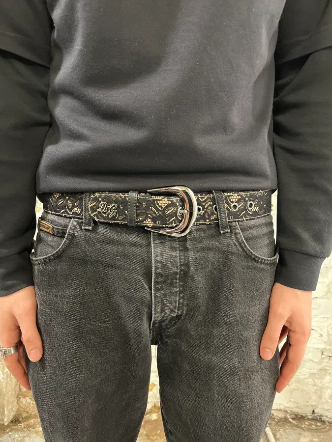 Dolce & Gabbana 2000s Dolce & Gabbana Black Lace Leather Belt Size ONE SIZE - 3 Thumbnail
