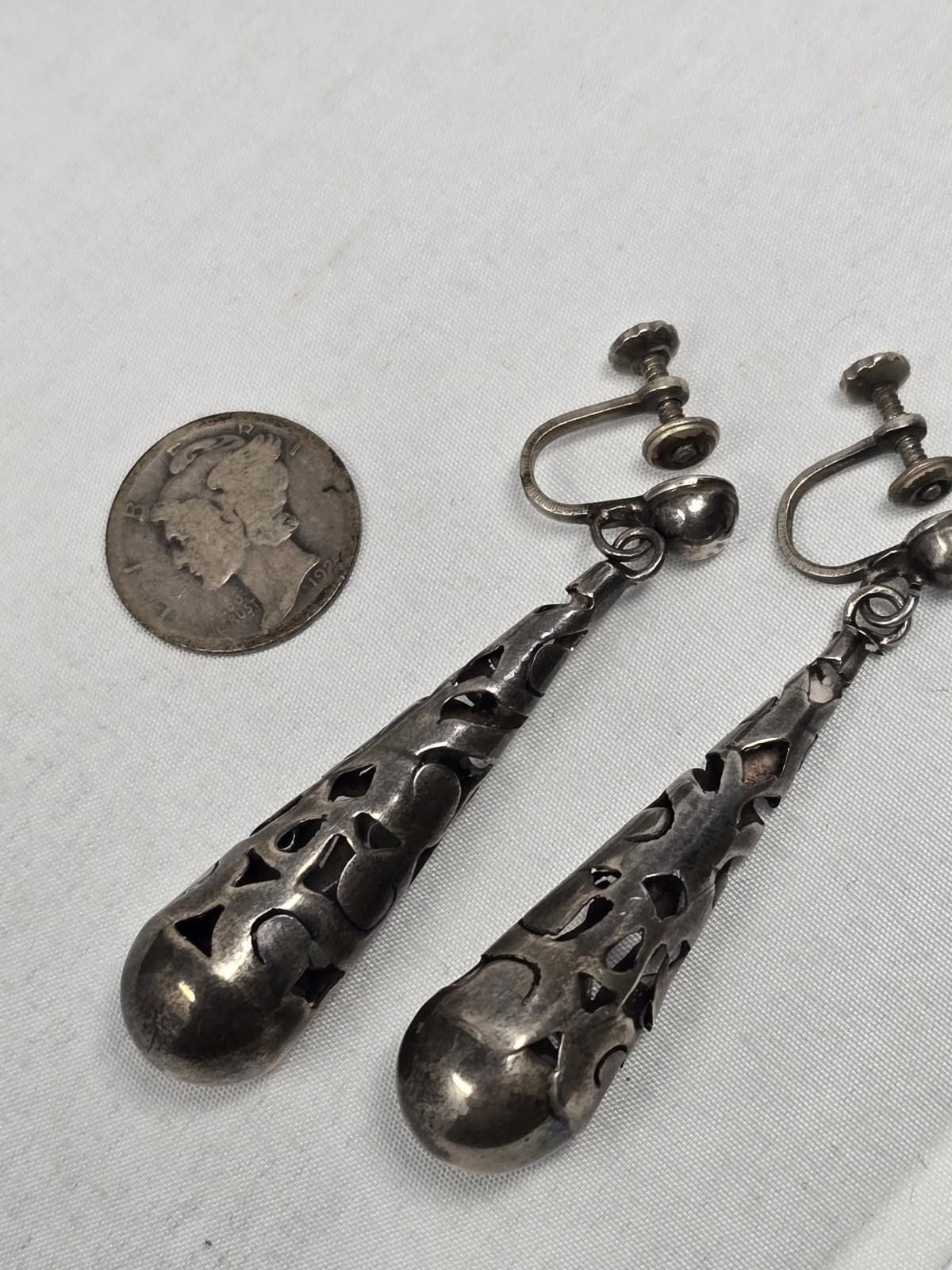 Other Vintage Taxco Mexico Silver Pierced Teardrop Earrings Size ONE SIZE - 5 Thumbnail