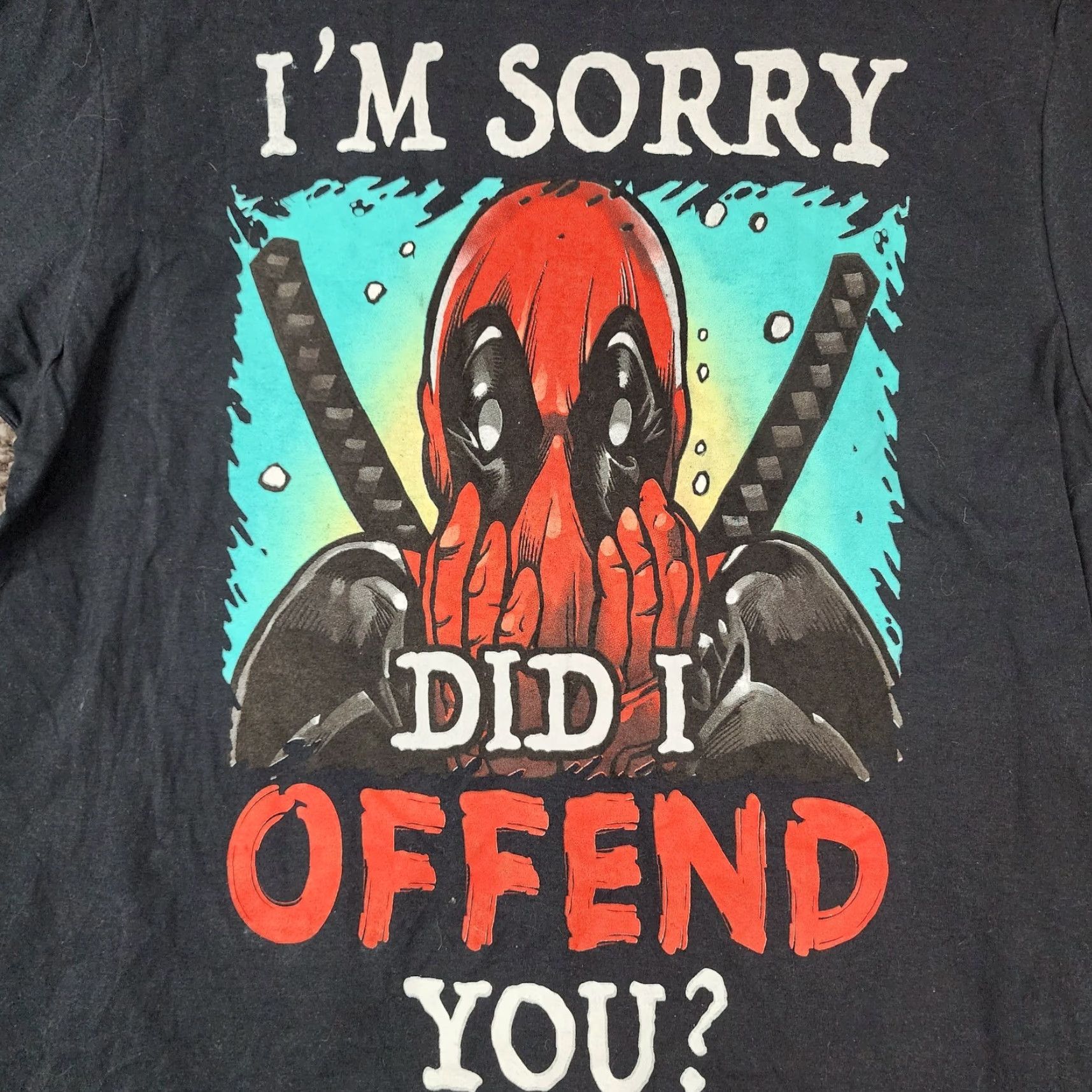 Vintage Marvel Shirt L Black Deadpool Did I Offend You Short Sleeve Graphic Tee Womens Size 36" / US 14 / IT 50 - 3 Thumbnail