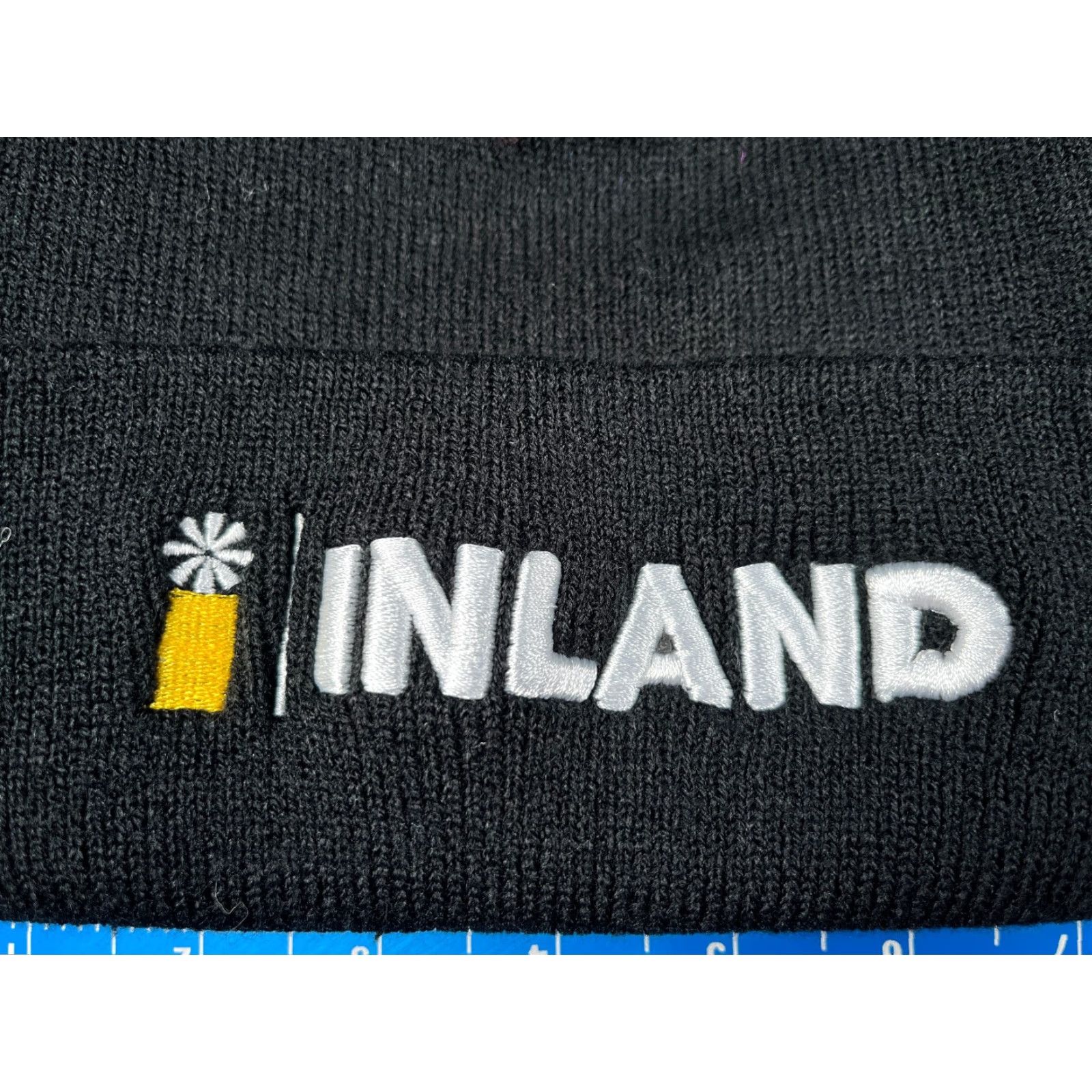 Vintage Inland Group Beanie Adult One Size Black Knit 100% Acrylic Embroidered Size ONE SIZE - 2 Thumbnail