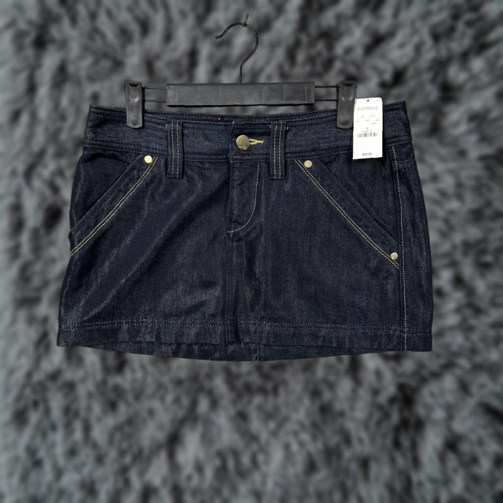 Express Express Jeans Skirt 6 Blue Denim Mini Pockets Sequin Party Casual Women Size 28" / US 6 / IT 42 - 1 Thumbnail