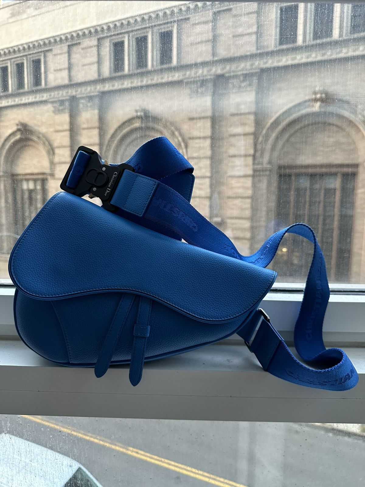 Dior Dior Blue Grained Leather Saddle Bag Size ONE SIZE - 1 Thumbnail
