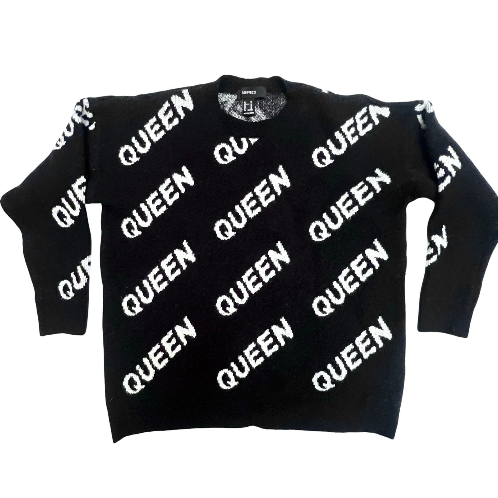 Forever 21 Forever 21 QUEEN Black Sweater Woman’s Med Pullover Crewneck Size M / US 6-8 / IT 42-44 - 7 Thumbnail
