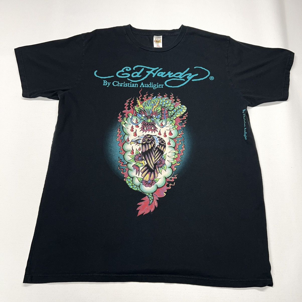 Ed Hardy × Vintage Ed Hardy Tee Shirt Black Dragon Eagle Christian Audigier Size US XL / EU 56 / 4 - 1 Thumbnail
