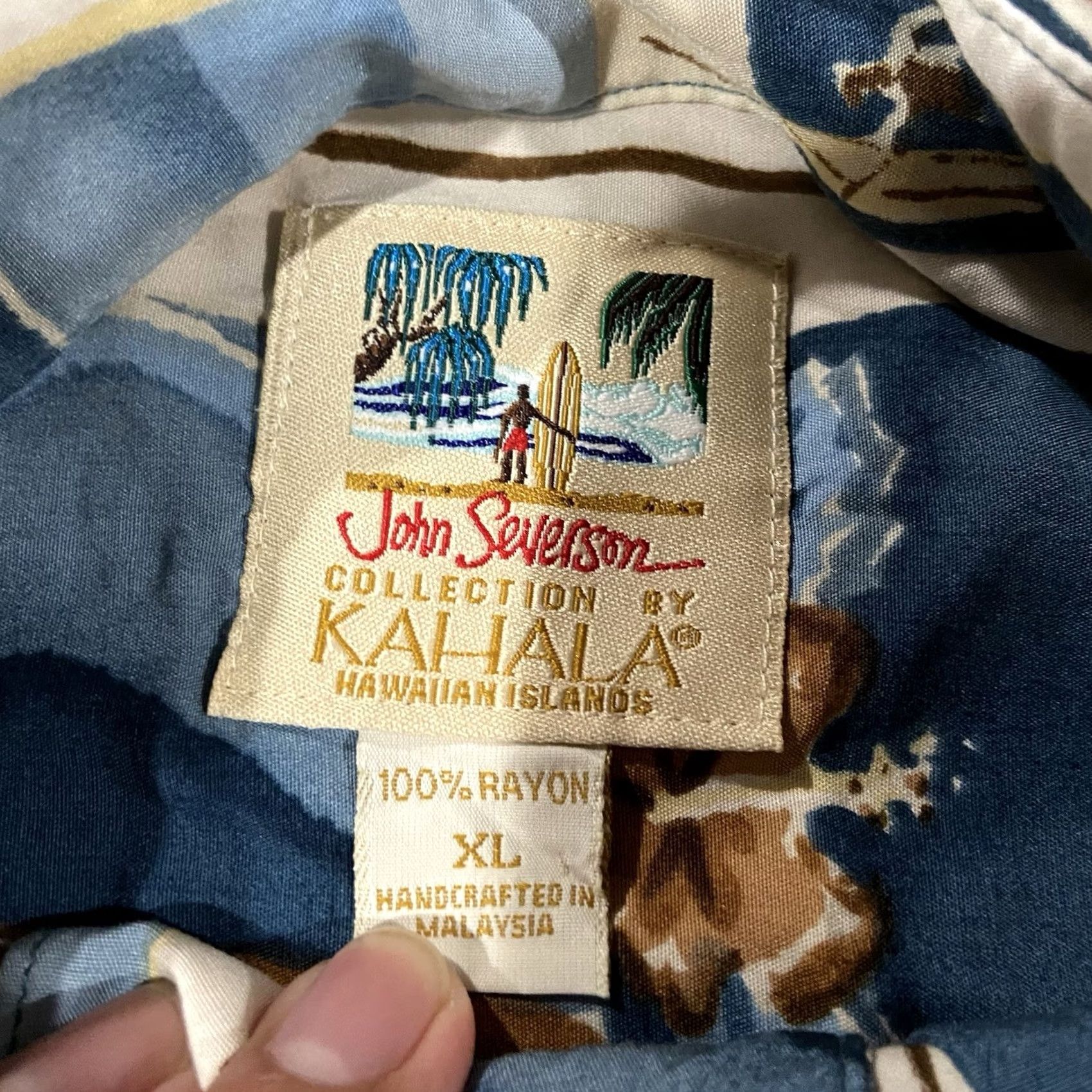 Vintage VINTAGE Kahala Shirt Mens XL Blue John Severson California Hawaiian Button-Up Short Sleeve Collared Rayon Geometric All Seasons Casual Mens Size US XL / EU 56 / 4 - 4 Thumbnail