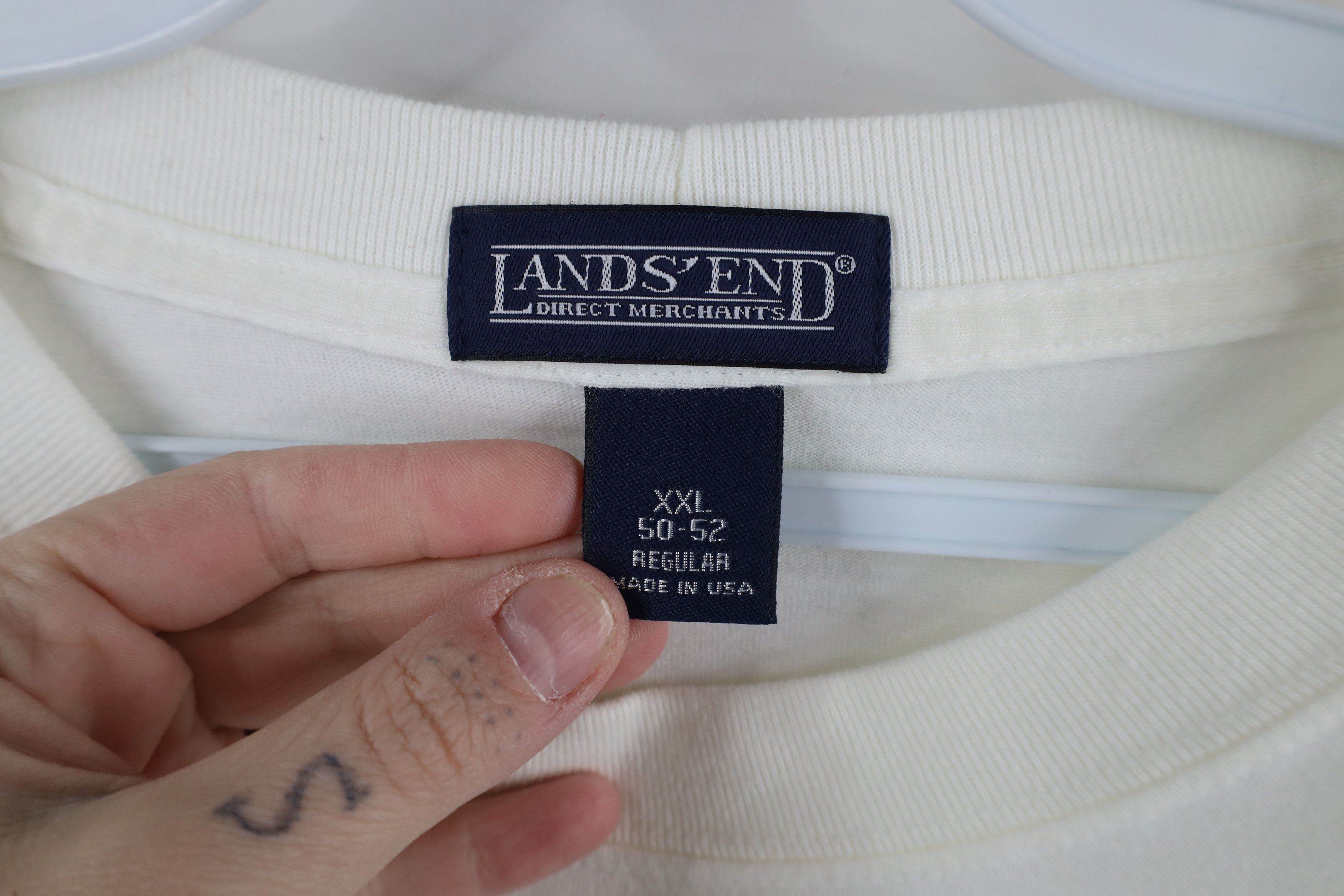 Lands' End × Vintage Vintage 90s Lands End Cotton Long Sleeve T-Shirt White USA Size US XXL / EU 58 / 5 - 7 Thumbnail