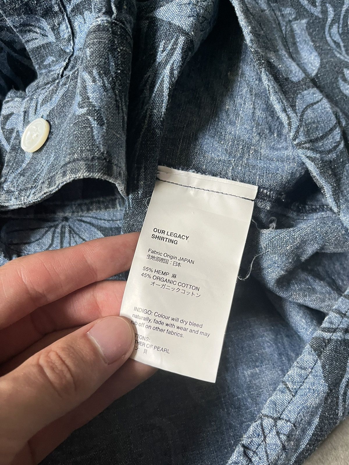Our Legacy Our Legacy hemp floral button up shirt blue navy Size US M / EU 48-50 / 2 - 10 Thumbnail