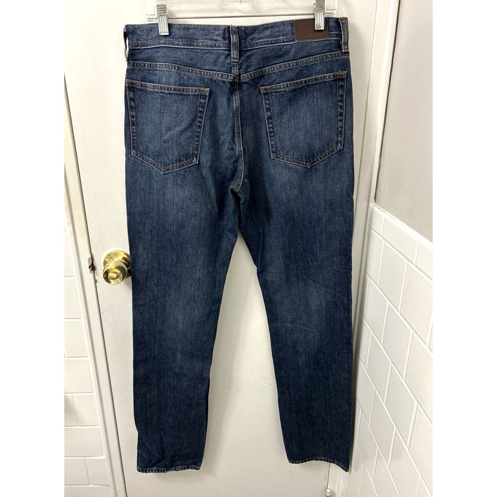 Denime J Crew The Sutton Jeans Mens 32x34 Dark Wash Blue Straight Leg Denim Pants Size US 32 / EU 48 - 6 Thumbnail