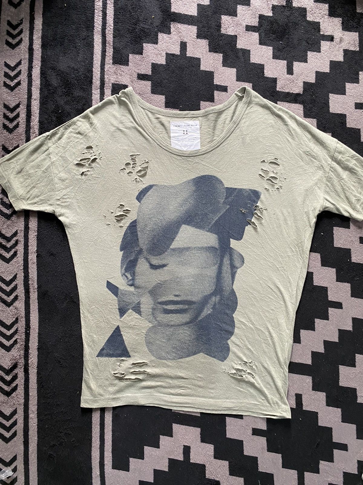 image of Avant Garde x Hysteric Glamour Vintage Codes Combine Distressed Tee Numbernine Style in Army (Size 