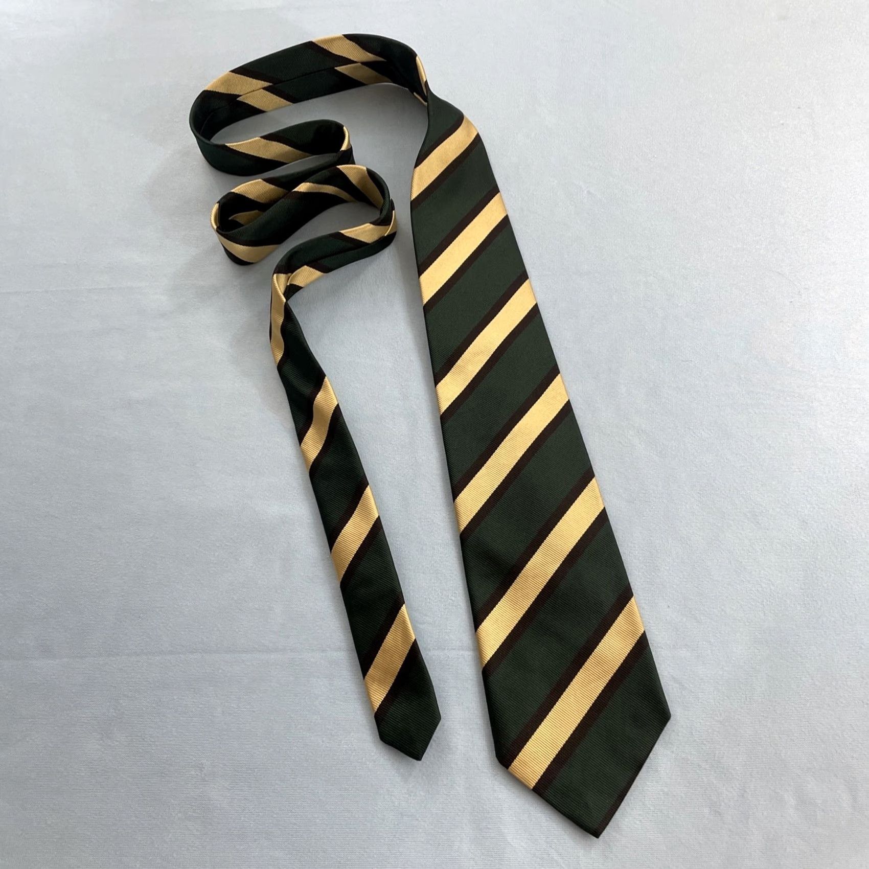 Club Room VINTAGE Club Room Tie Shirt Mens 3.5x57 Green Black Cream Repp Stripe 100% Silk USA Necktie Size ONE SIZE - 3 Thumbnail