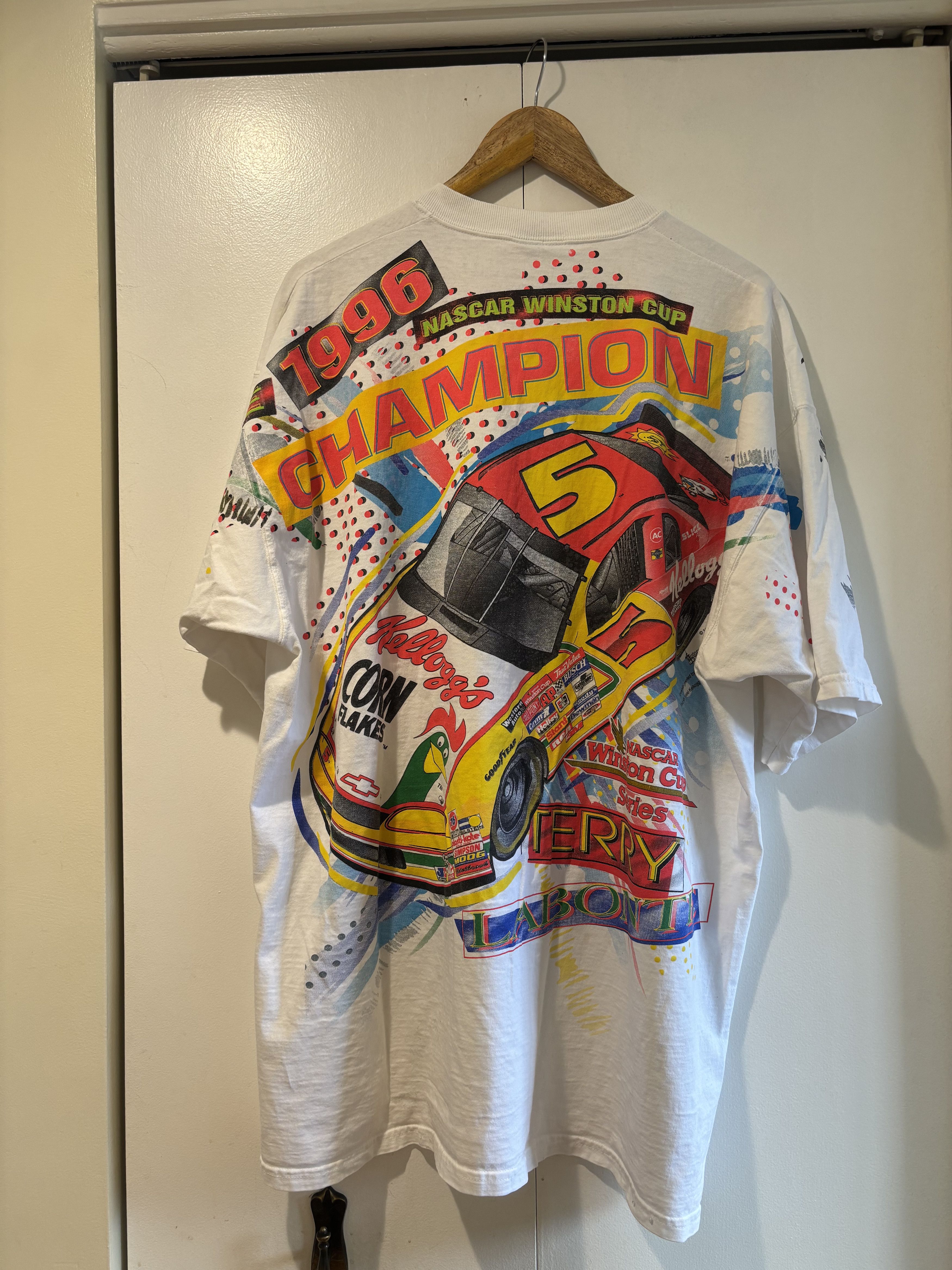 Chase Authentics × NASCAR × Vintage Dated NASCAR 1996 Terry Labonte Kellogg’s AOP shirt Size US XXL / EU 58 / 5 - 2 Thumbnail
