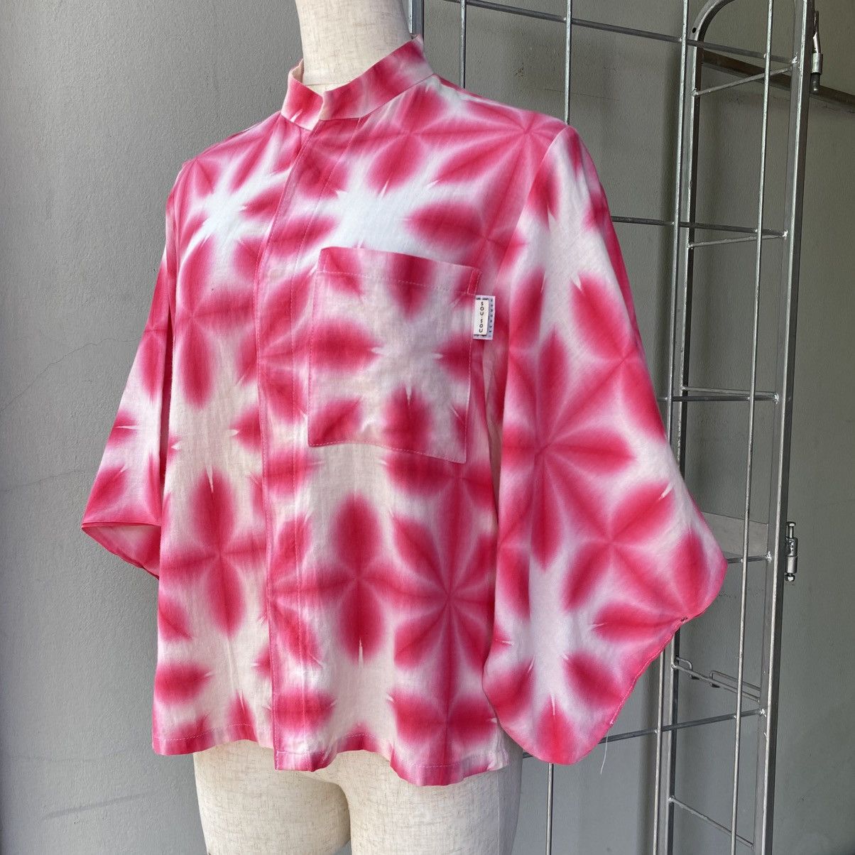SOU SOU SOU SOU Pink Shibori Kimono Sleeve Blouse Size S / US 4 / IT 40 - 1 Thumbnail