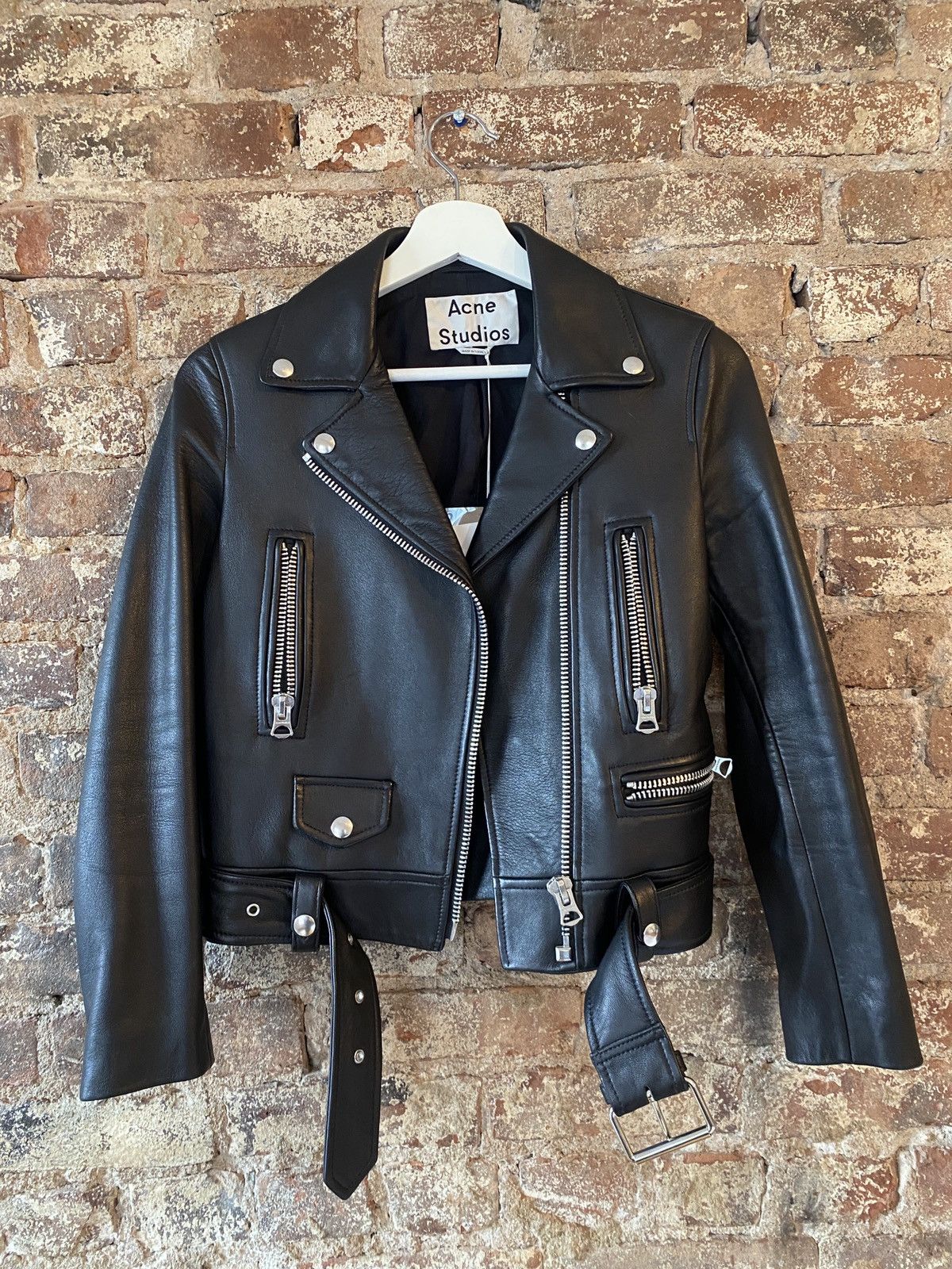 Acne Studios Mock Motorcycle Jacket Black Leather