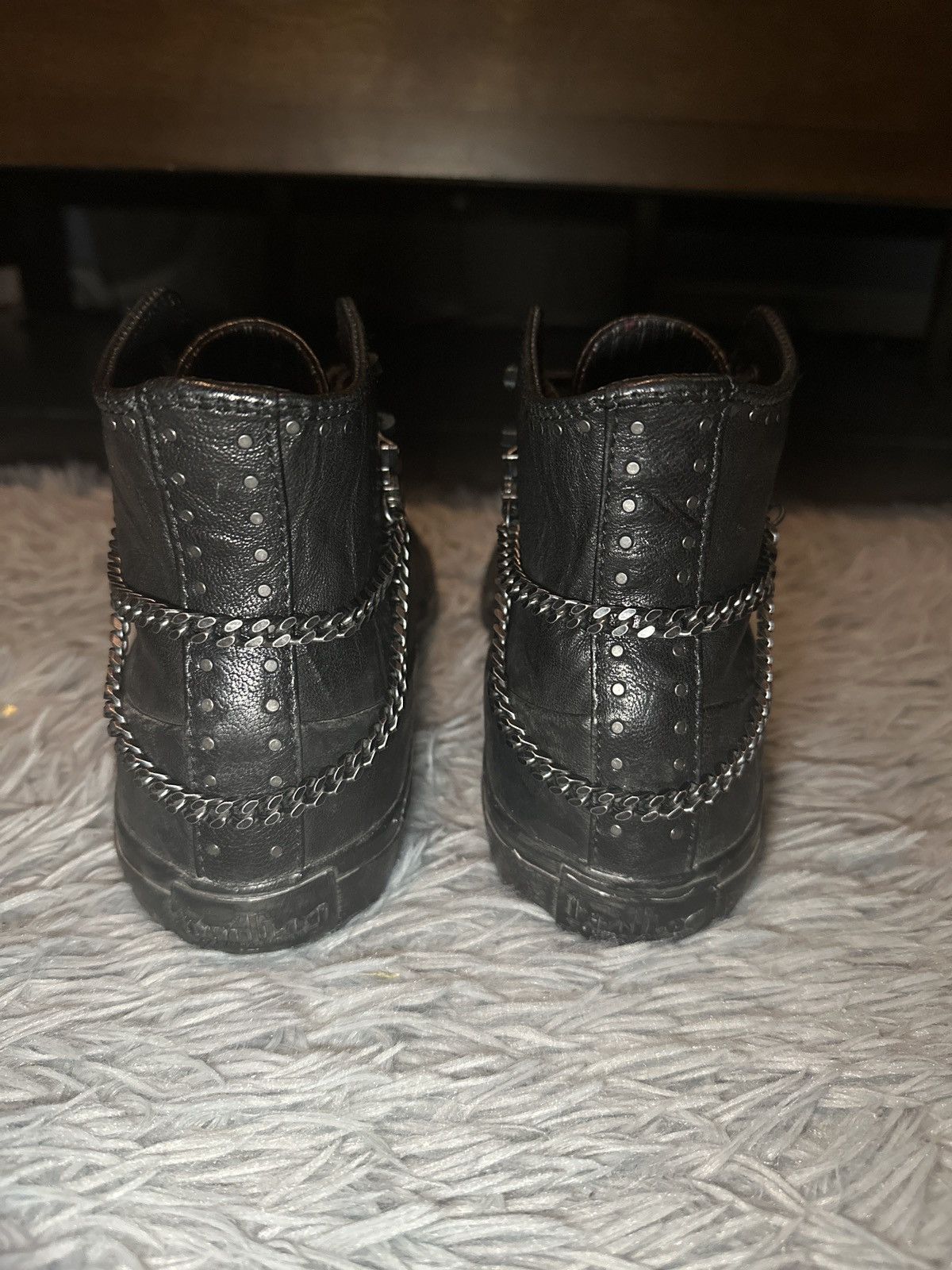 John Varvatos JV STUDDED MID TOP LEATHER SNEAKERS Size US 10 / EU 43 - 5 Thumbnail