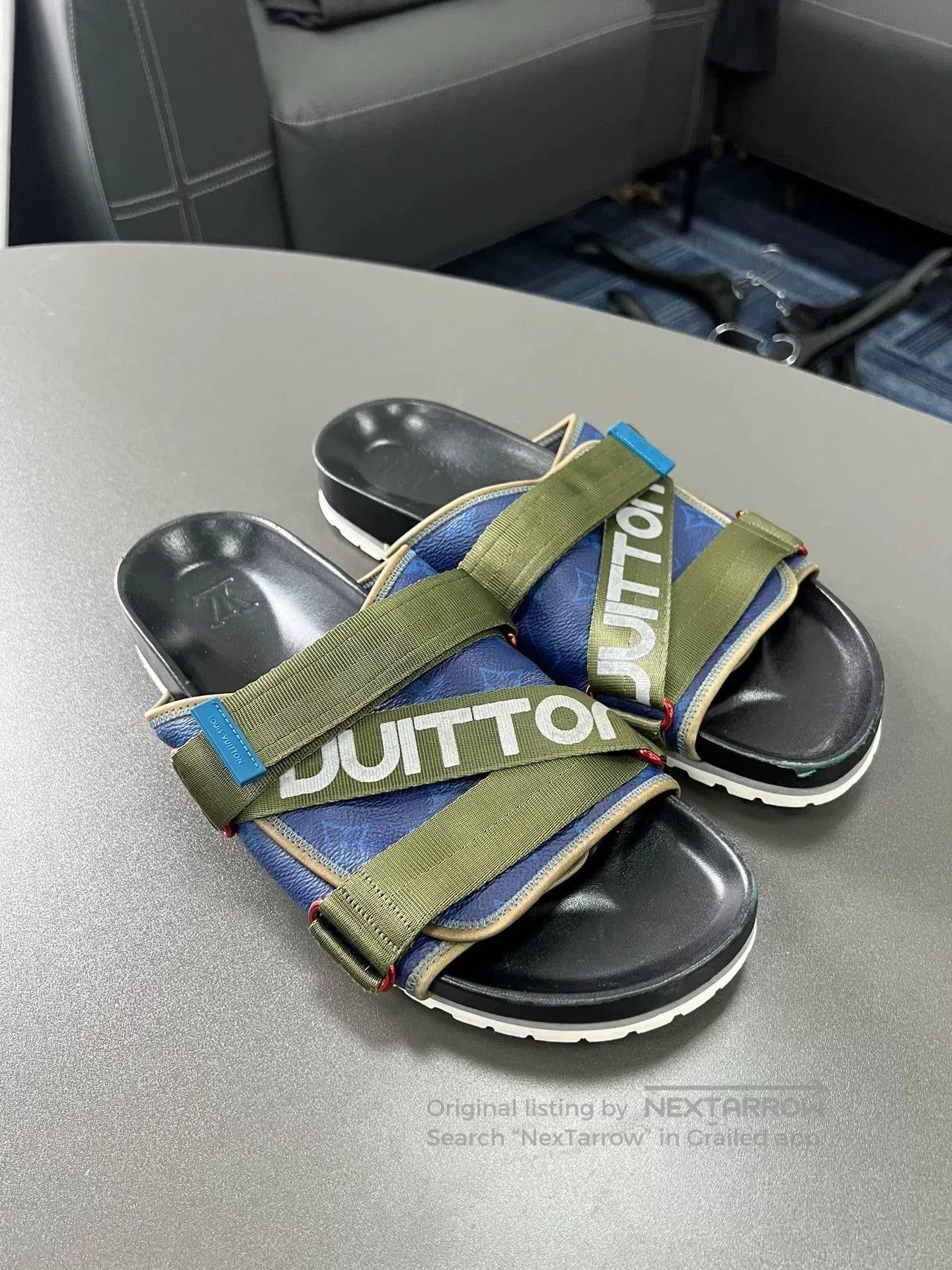 Louis Vuitton LV Nylon Strap Sandals in Dark Green. Size US 10 / EU 43 - 1 Thumbnail