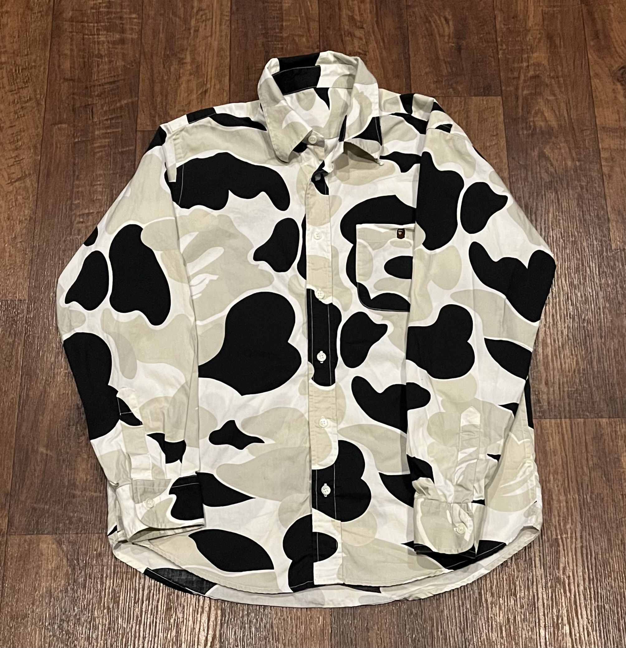 Bape long sleeve camo button up shirt
