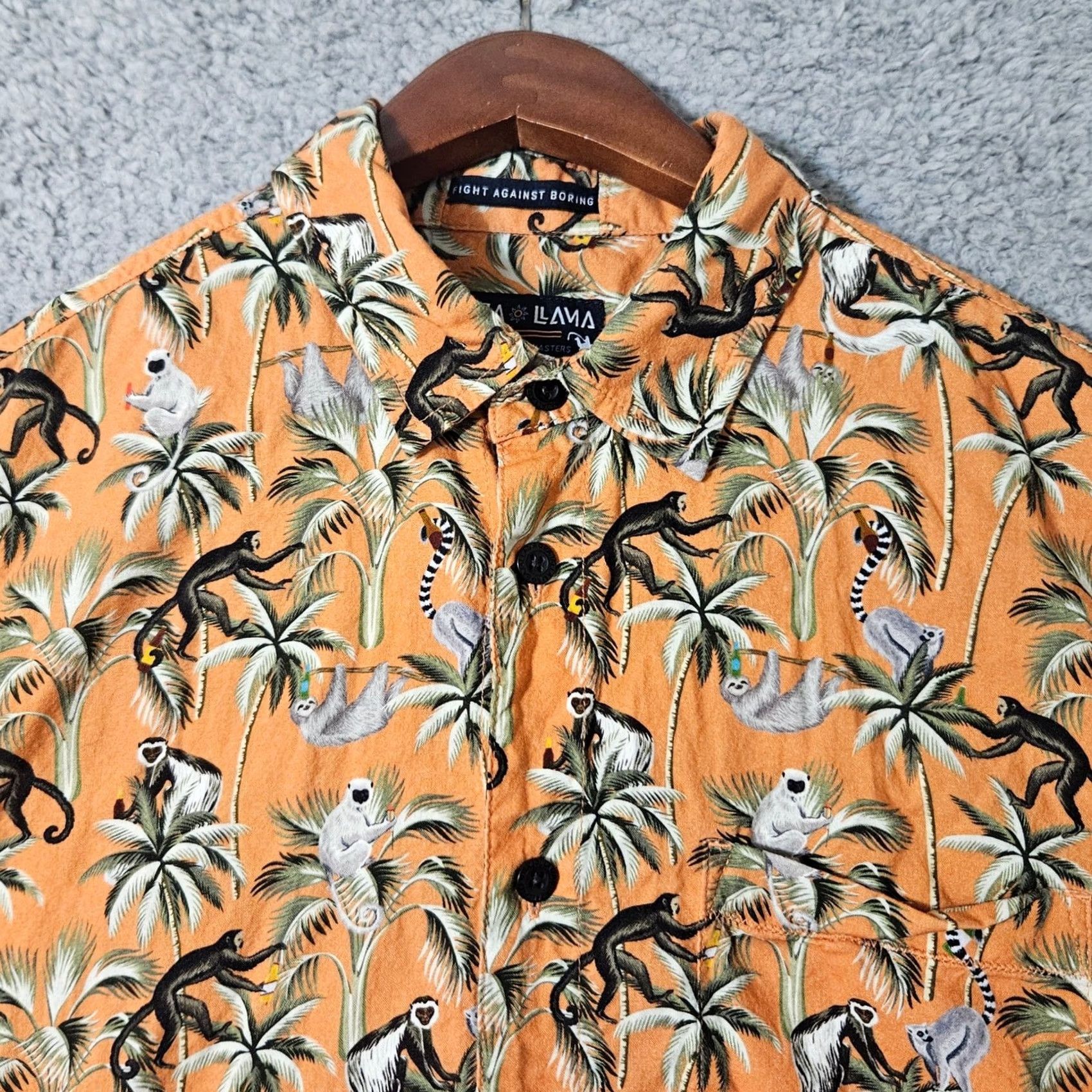 Vintage Baja Llama Shirt Mens Small Orange Geometric Bright Fight Against Boring Monkeys Size US S / EU 44-46 / 1 - 2 Thumbnail