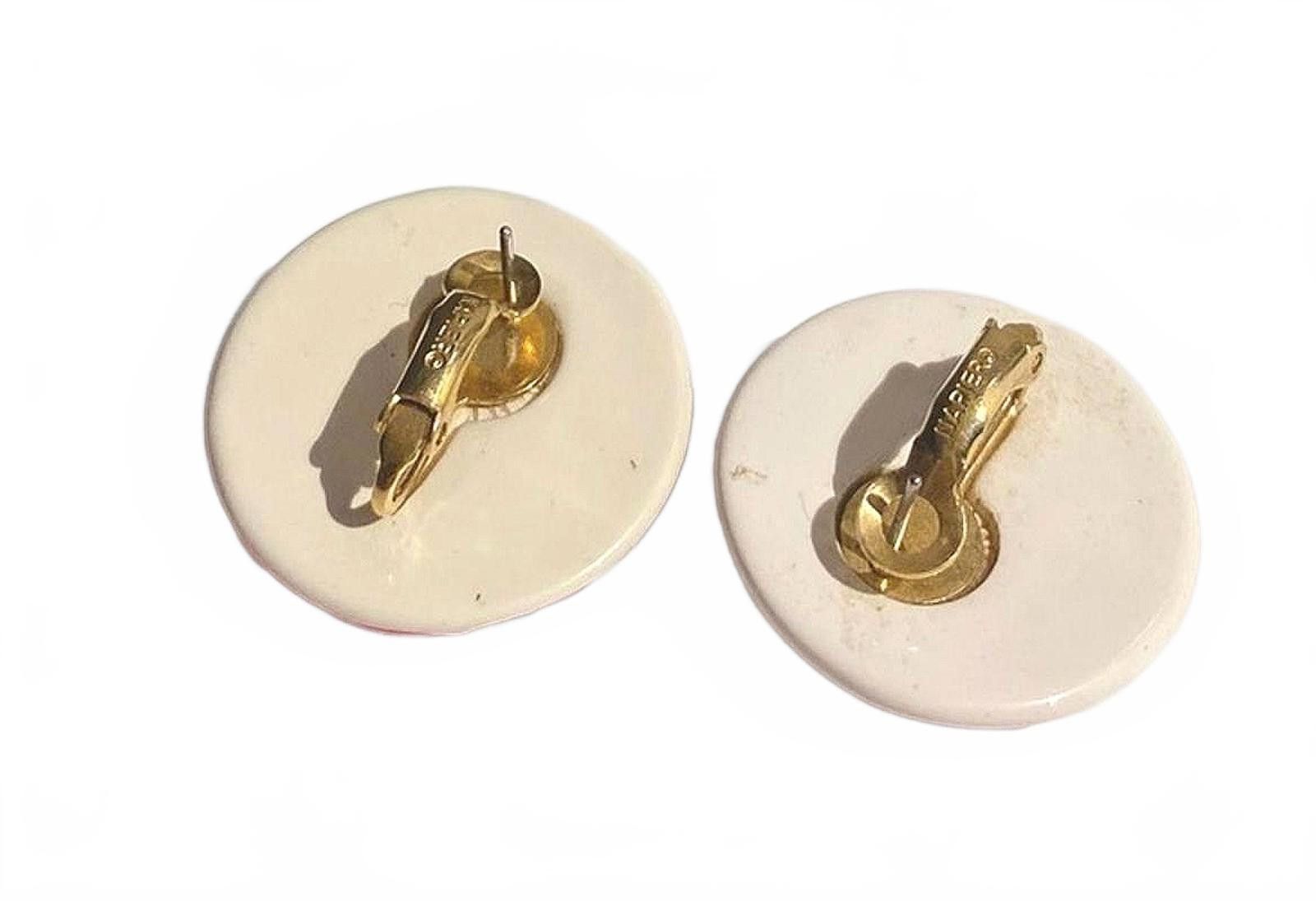 Other RARE Vintage 1980s NAPIER Geometric Enamel Button Earrings Size ONE SIZE - 4 Thumbnail
