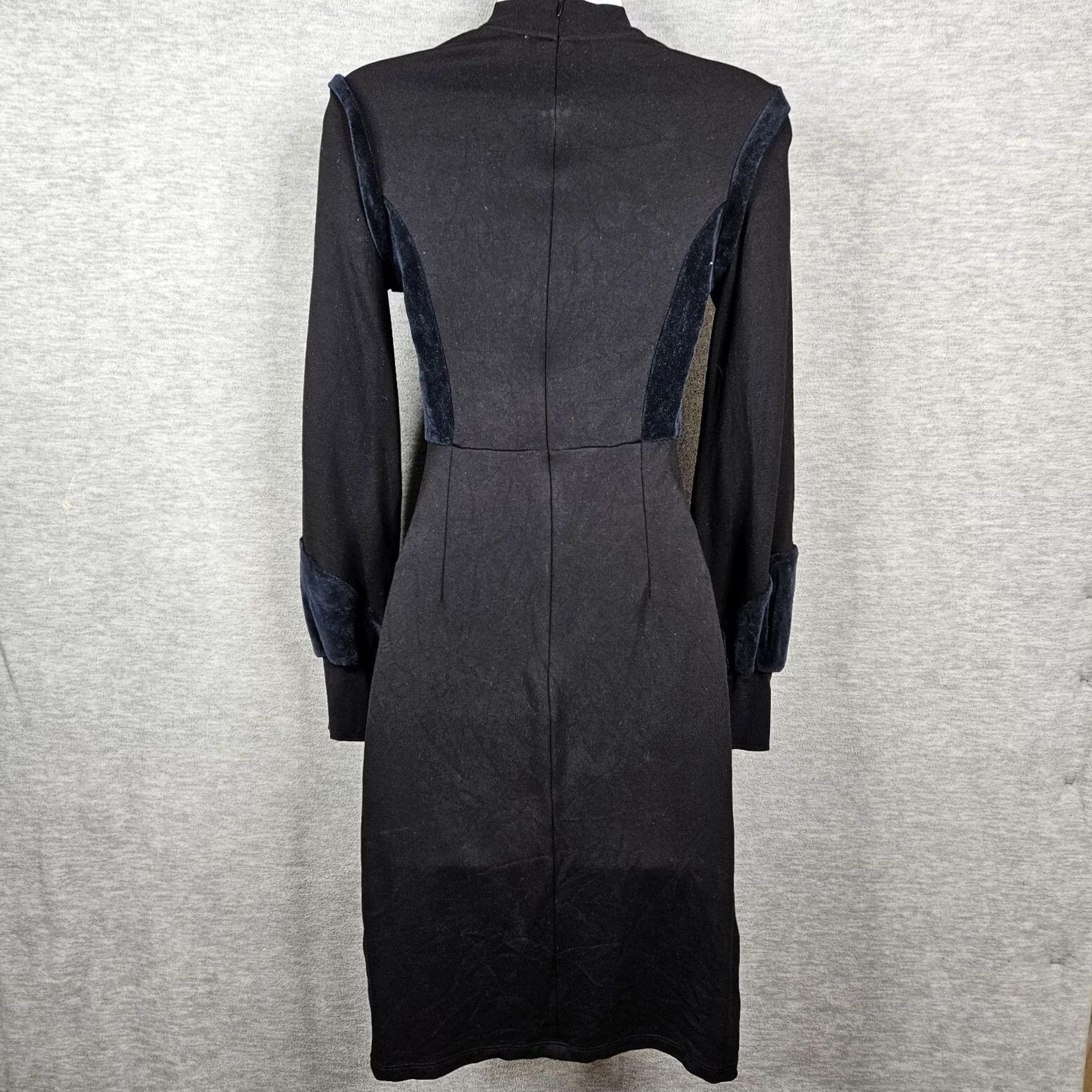Reiss Reiss Juniors Women’s Lulu Velvet Panel Ponte Sheath Long Sleeve Dress Size 2 Navy/Black Size XS / US 0-2 / IT 36-38 - 2 Thumbnail