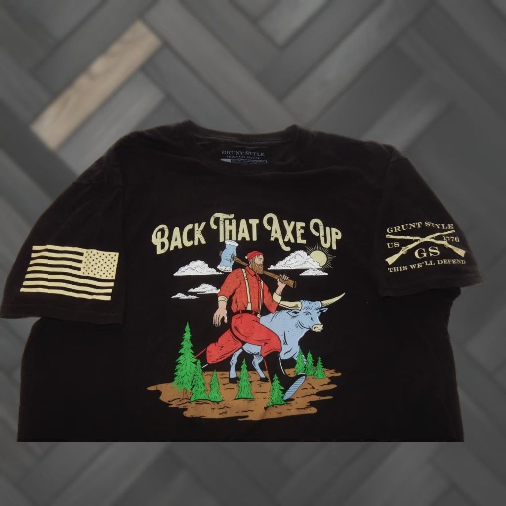 Vintage Grunt Style T-Shirt Black Size 2XL Back That Axe Up Mens Graphic Print Short Sleeve Size US XXL / EU 58 / 5 - 1 Thumbnail
