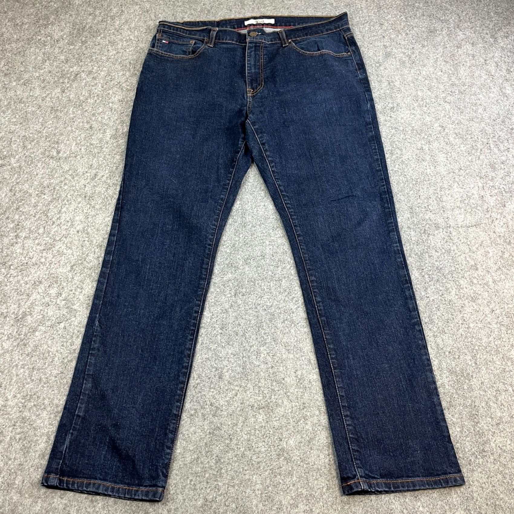Tommy Hilfiger Tommy Hilfiger Mens Jeans Regular Straight 36 32 Dark Blue Raw Indigo Neppy Denim 5-Pocket Mens Jeans Regular Dark Blue 36 in Waist 32 in Inside Leg Size US 36 / EU 52 - 2 Thumbnail