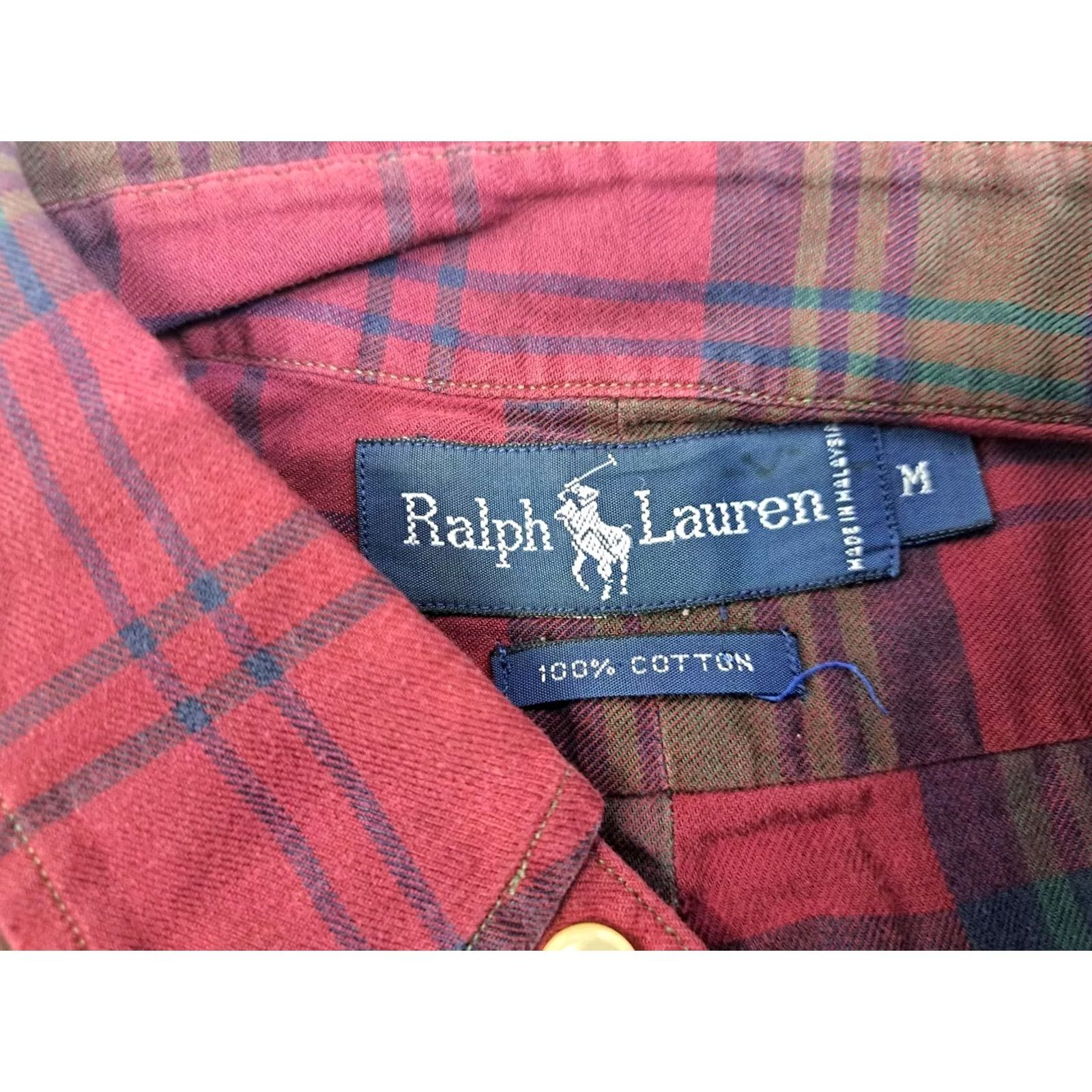 Ralph Lauren Ralph Lauren Mens Long Sleeve Maroon Plaid Flannel Shirt Size M #6284 Size US M / EU 48-50 / 2 - 5 Thumbnail