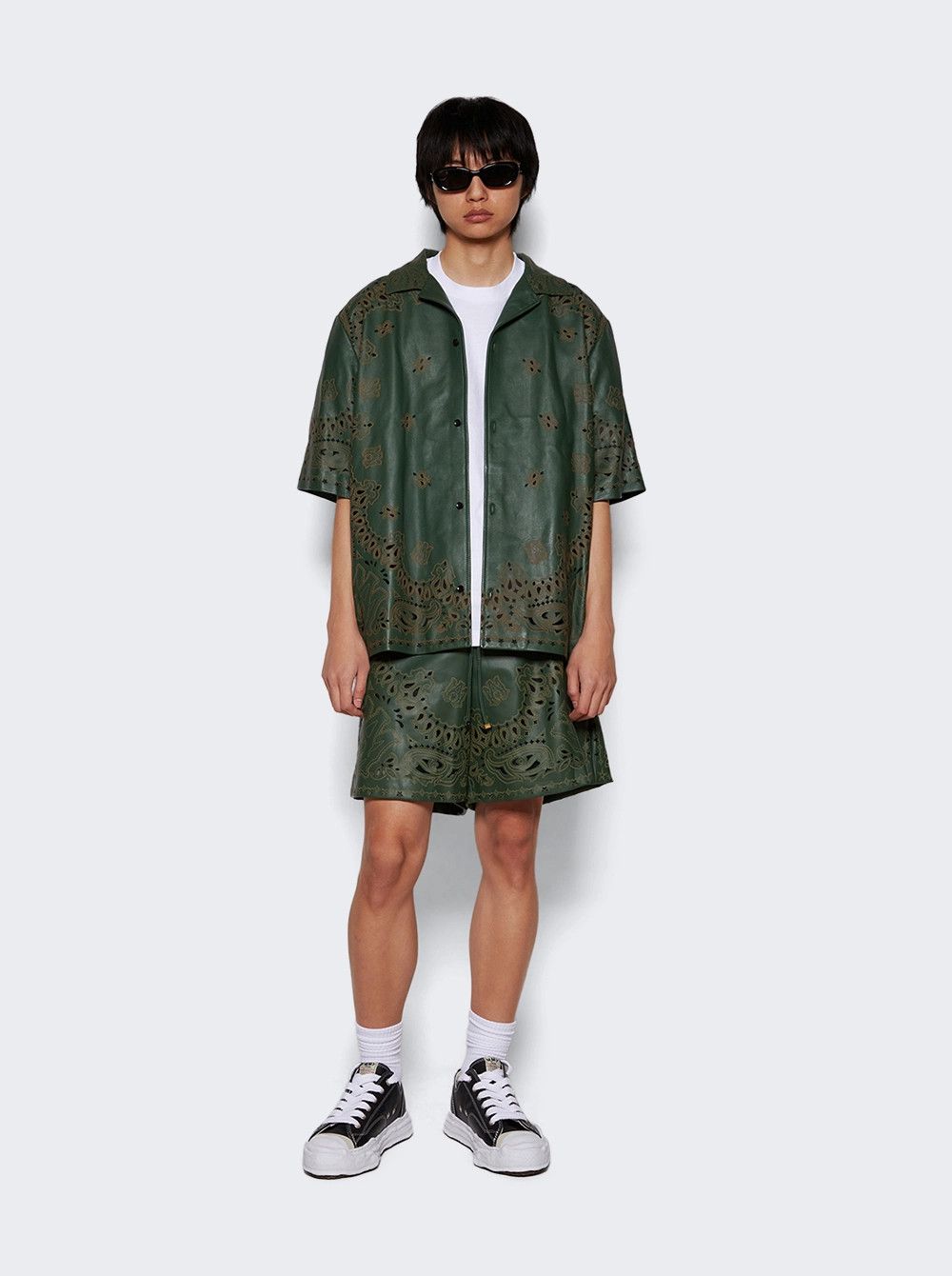 Amiri o1mle0426 Leather Bandana Short Sleeve Button Shirt Size US M / EU 48-50 / 2 - 2 Thumbnail