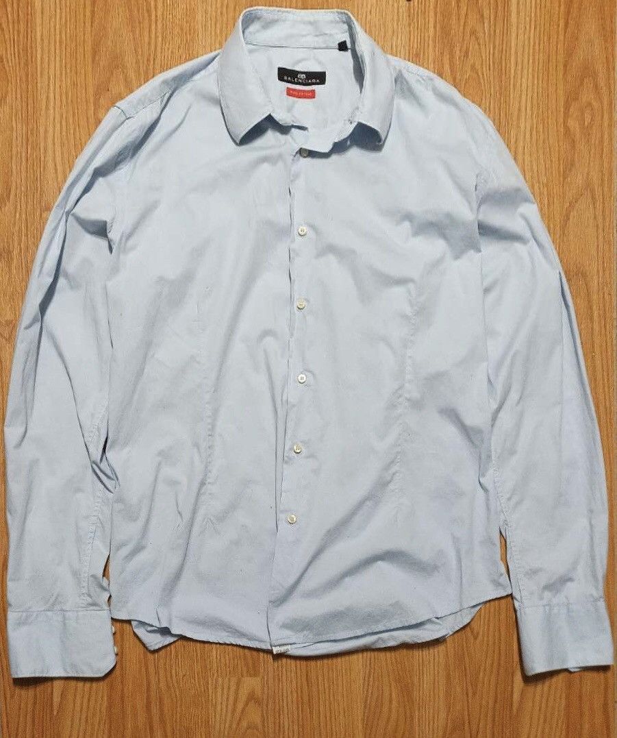 Balenciaga × Designer Balenciaga Mens Dress Shirt Blue size 44 / 17.5 Size 44R - 1 Thumbnail