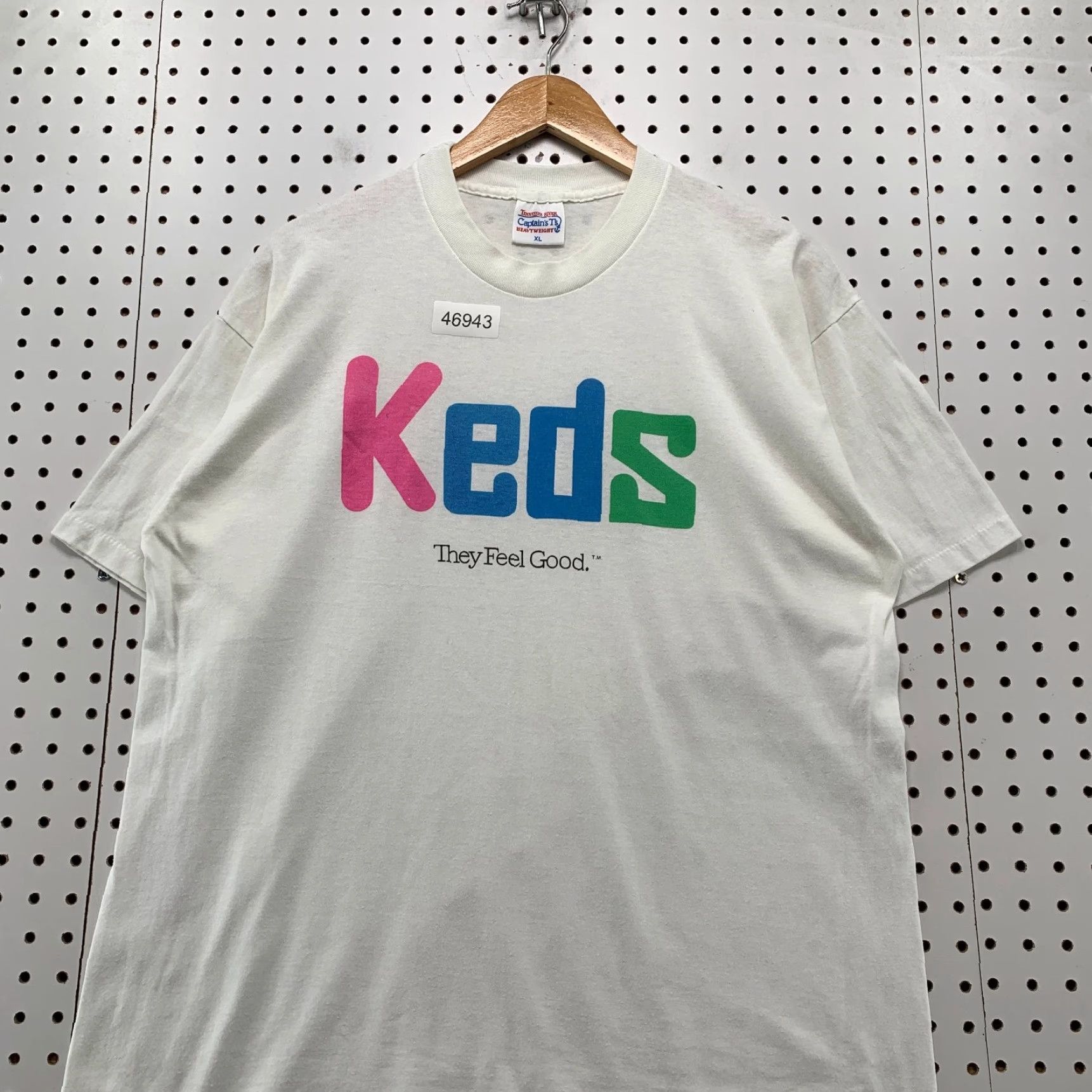 Keds VINTAGE Keds T Shirt Mens XL White Single Stitch 80s The Feel Good Made USA Size US XL / EU 56 / 4 - 4 Thumbnail