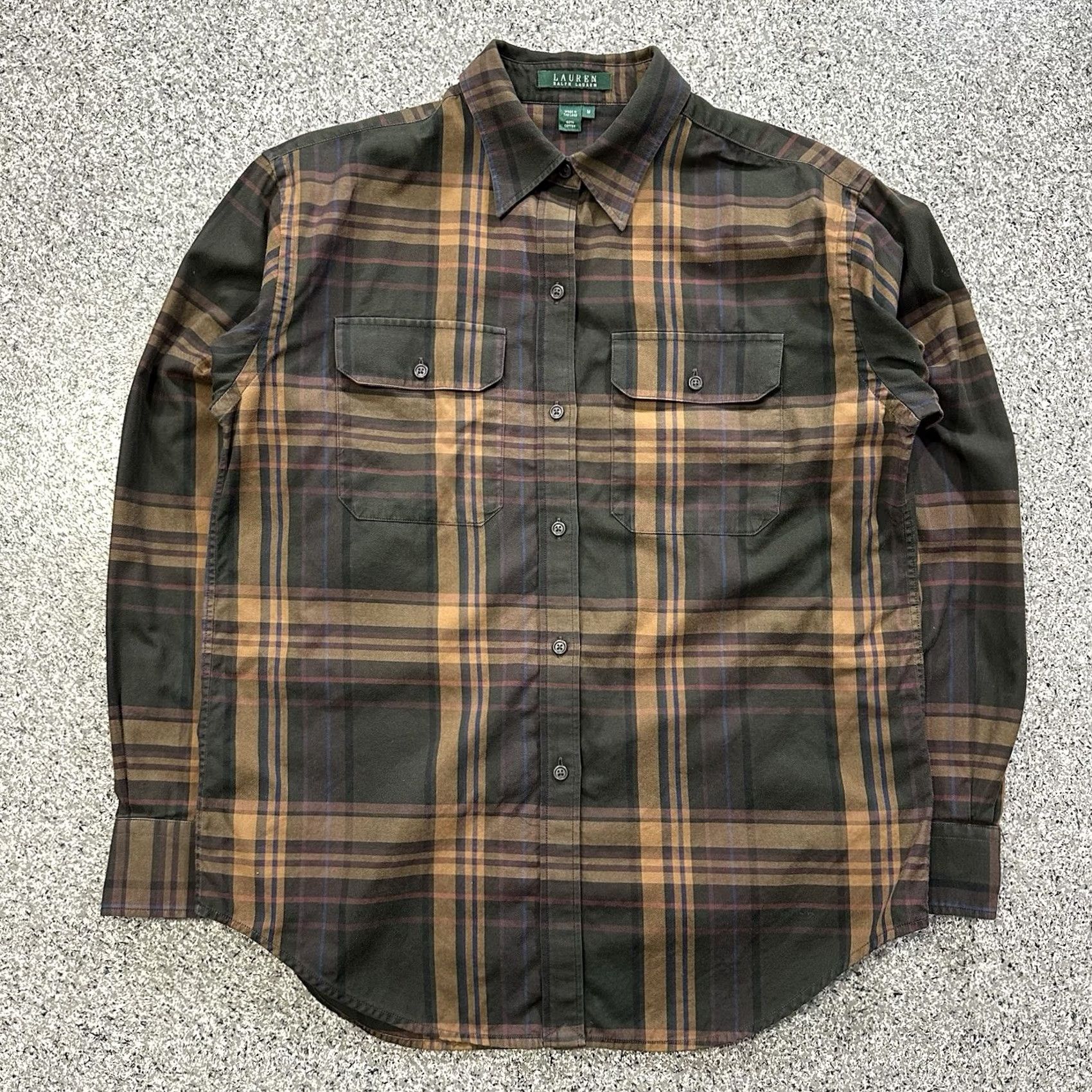 Ralph Lauren Lauren Ralph Lauren Button-Up Shirt Womens M Brown Plaid Elbow Patch Size M / US 6-8 / IT 42-44 - 2 Thumbnail