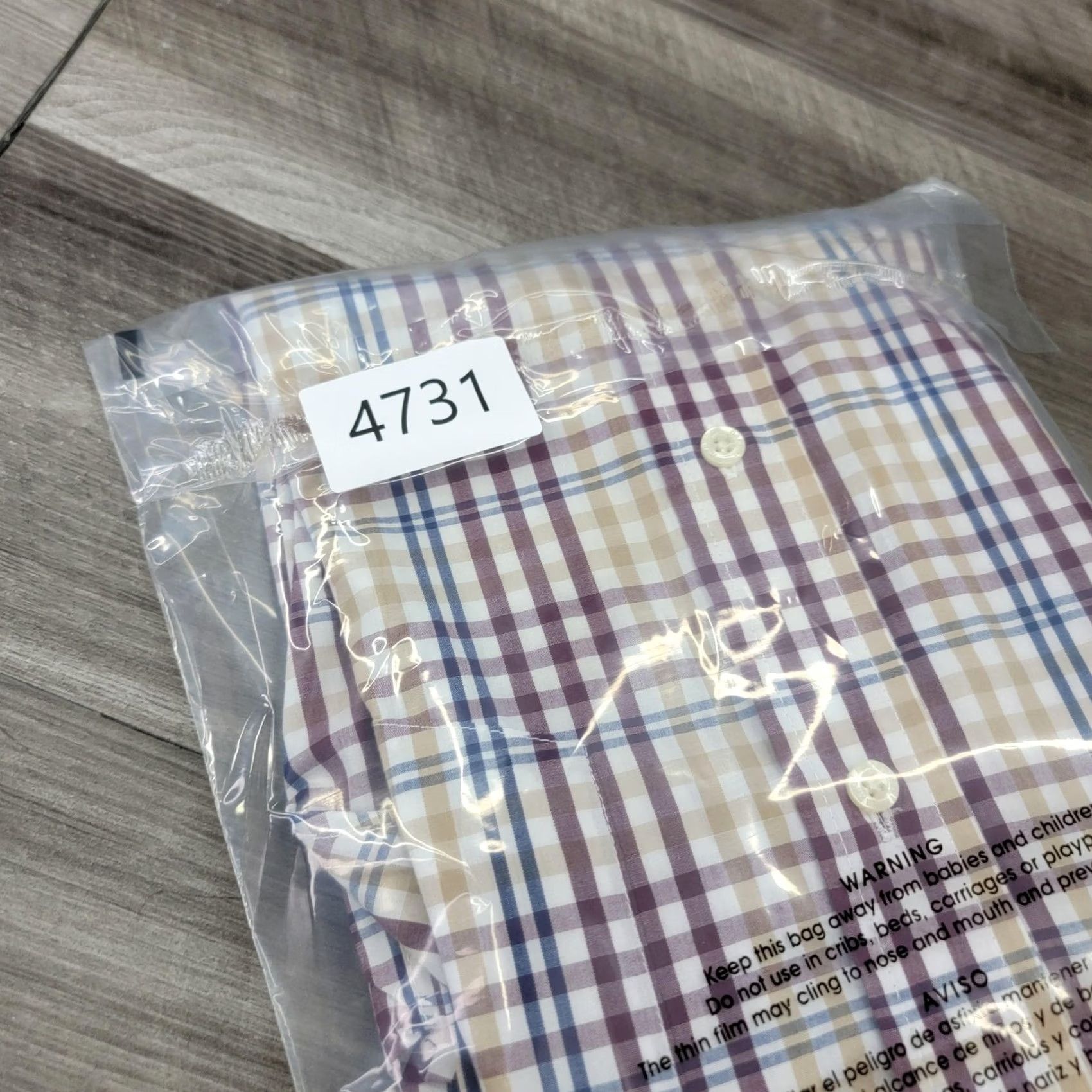 Haggar Haggar Shirt Mens Large Plaid Button-Front Long Sleeve Burgundy Tan Multicolor Casual Shirt Size US L / EU 52-54 / 3 - 7 Thumbnail