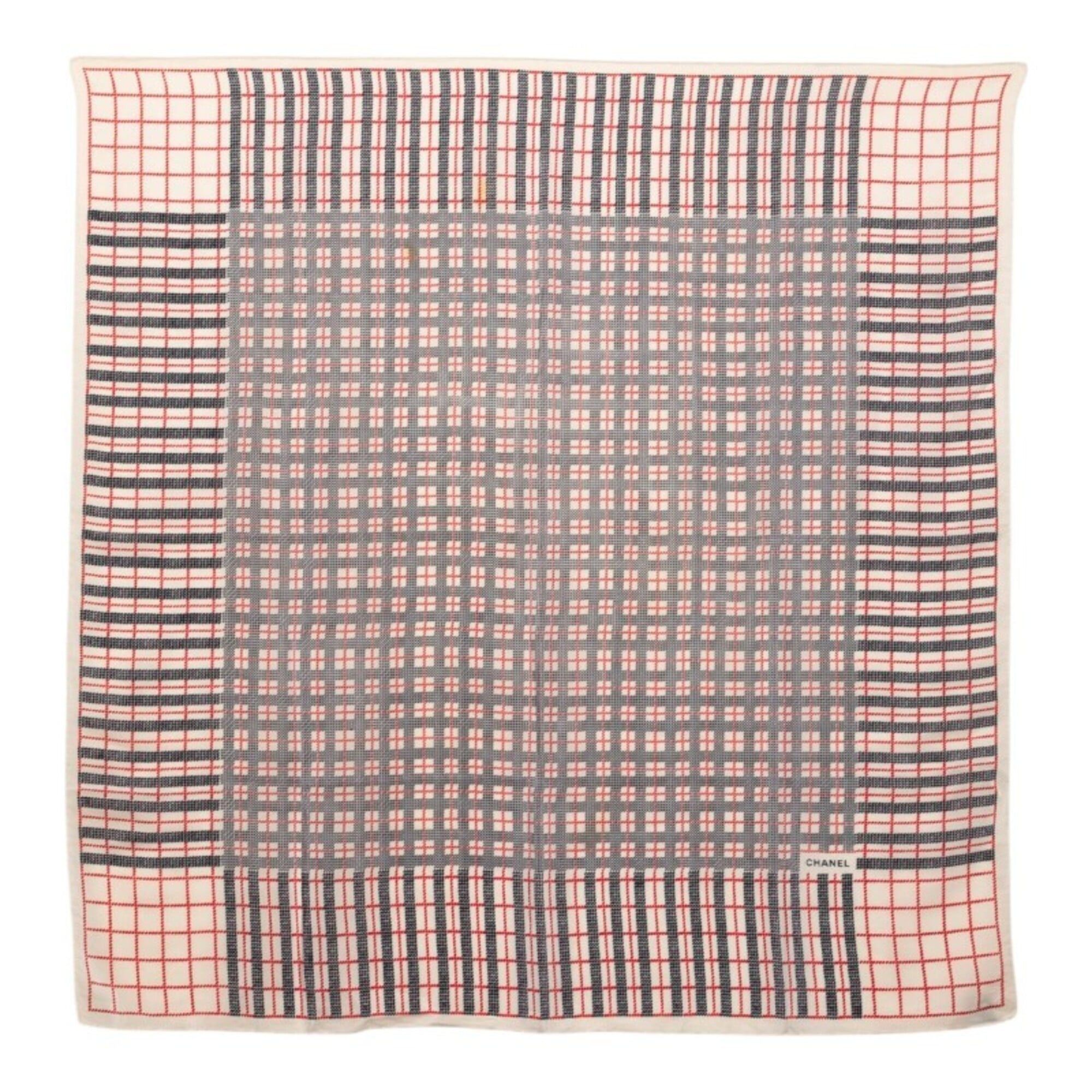 Chanel Chanel Scarf Muffler Beige Multicolor Silk Women's CHANEL Size ONE SIZE - 1 Thumbnail