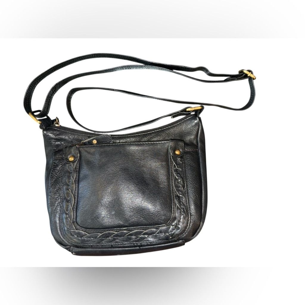 Genuine Leather Great American Leatherworks Black Leather Crossbody Purse #B Size ONE SIZE - 2 Thumbnail