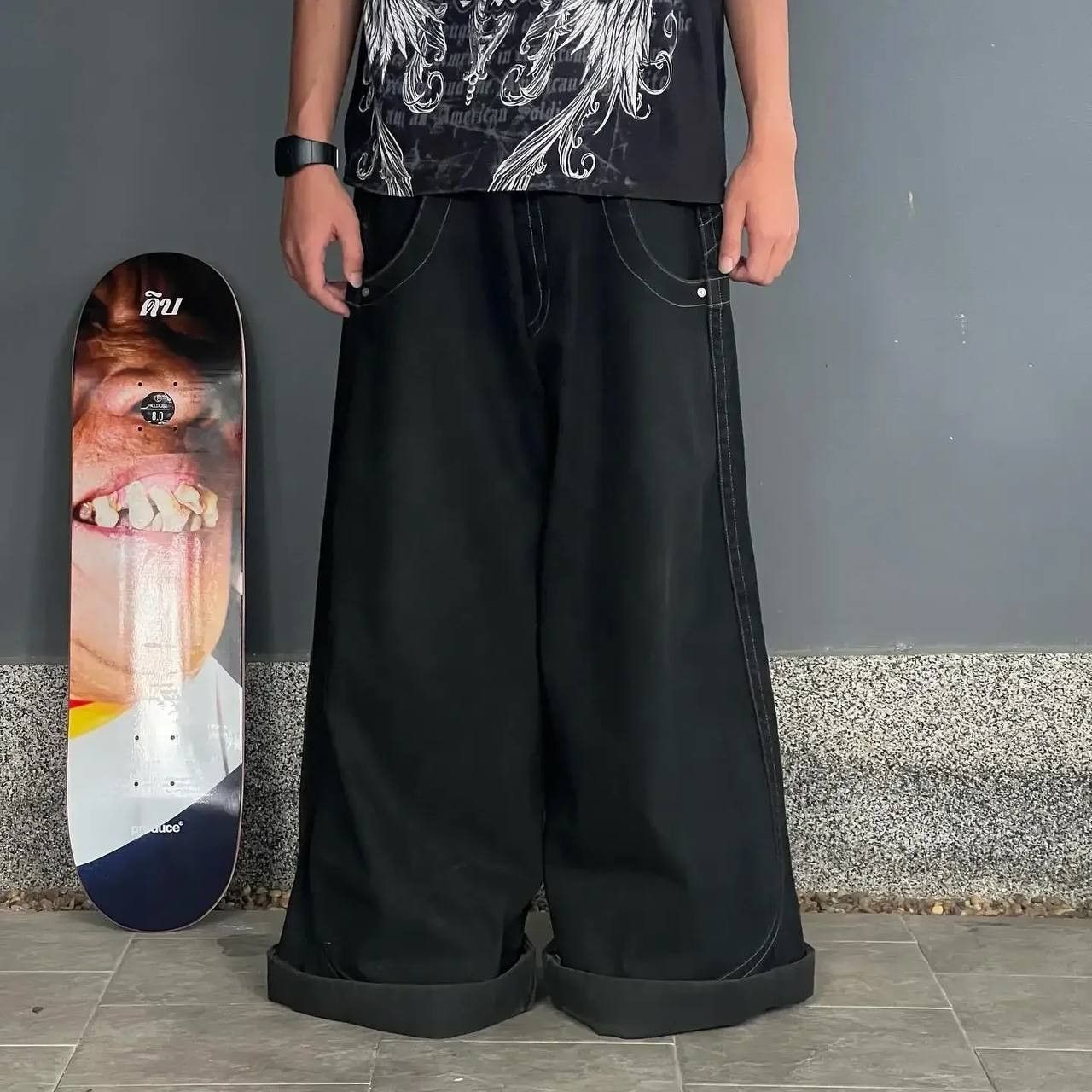 Vintage American print wide leg jeans Size US 34 / EU 50 - 4 Thumbnail