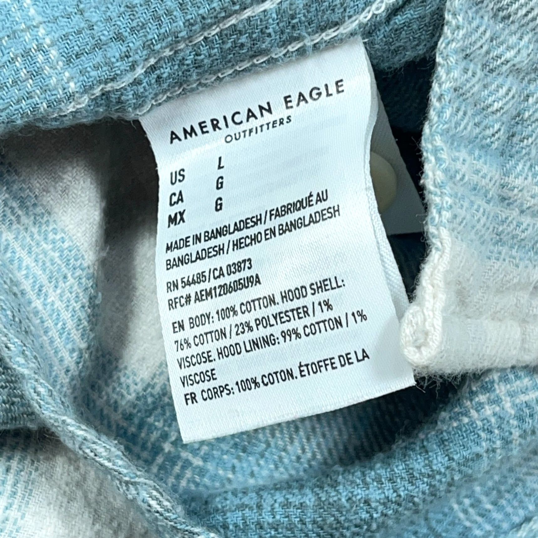 American Eagle Outfitters VINTAGE American Eagle Outfitters Shirt Jacket Men Large Blue Plaid Flannel Shacket Unlined Hooded Size US L / EU 52-54 / 3 - 5 Thumbnail