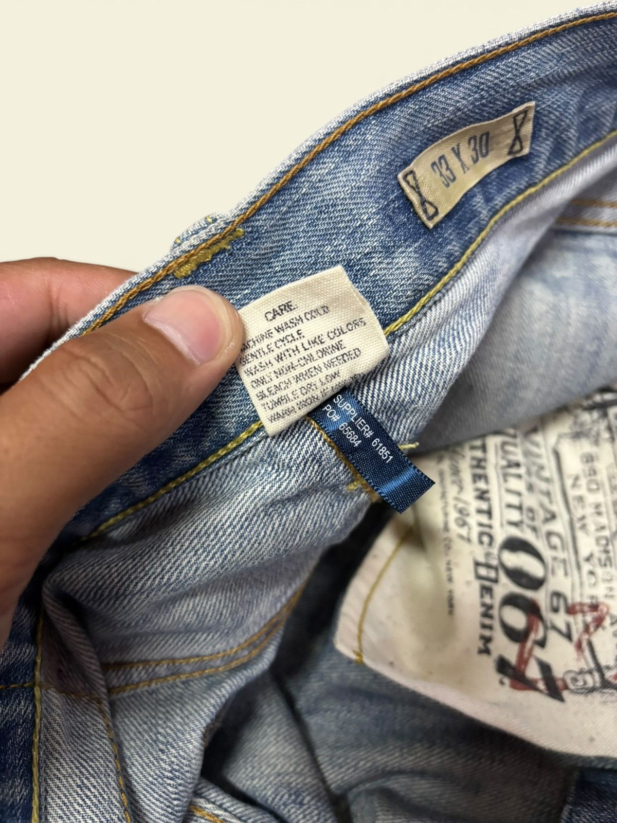 Polo Ralph Lauren Vtg 90s Polo RL Ralph Lauren Blue Wash Distress Loose Jeans Size US 34 / EU 50 - 11 Thumbnail