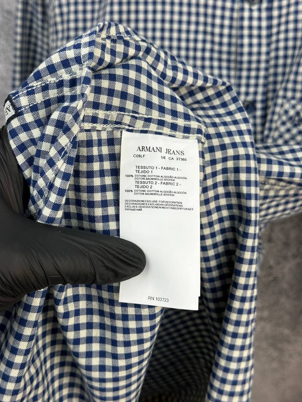 Armani Armani Jeans Micro Check Button Up Shirt Blue/White Pockets Size US M / EU 48-50 / 2 - 14 Thumbnail