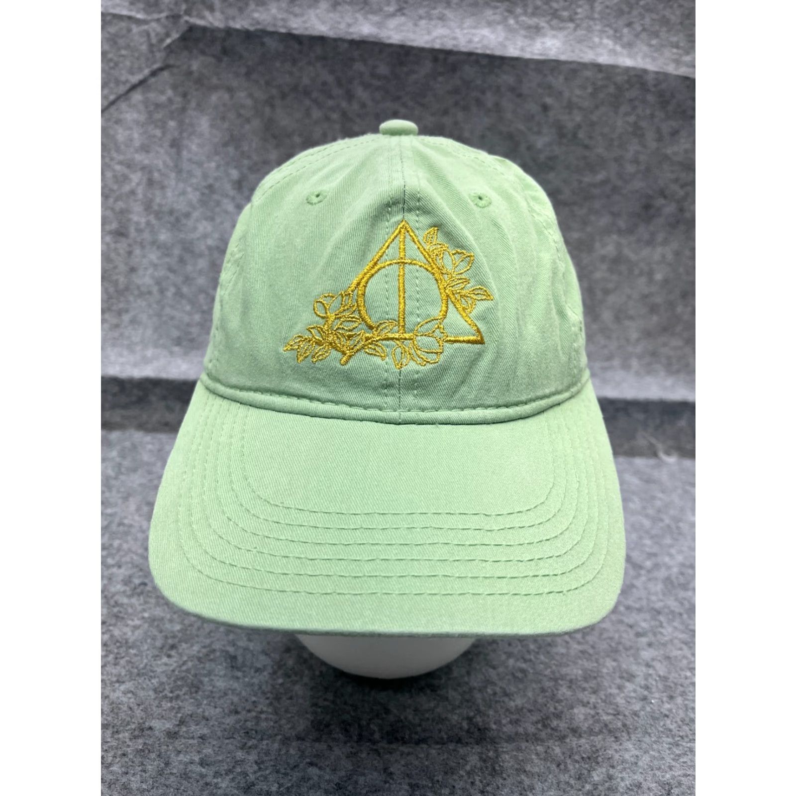 Vintage VINTAGE Harry Potter Deathly Hallows Hat Cap Strap Back Adult Green Cotton Low Profile Size ONE SIZE - 2 Thumbnail