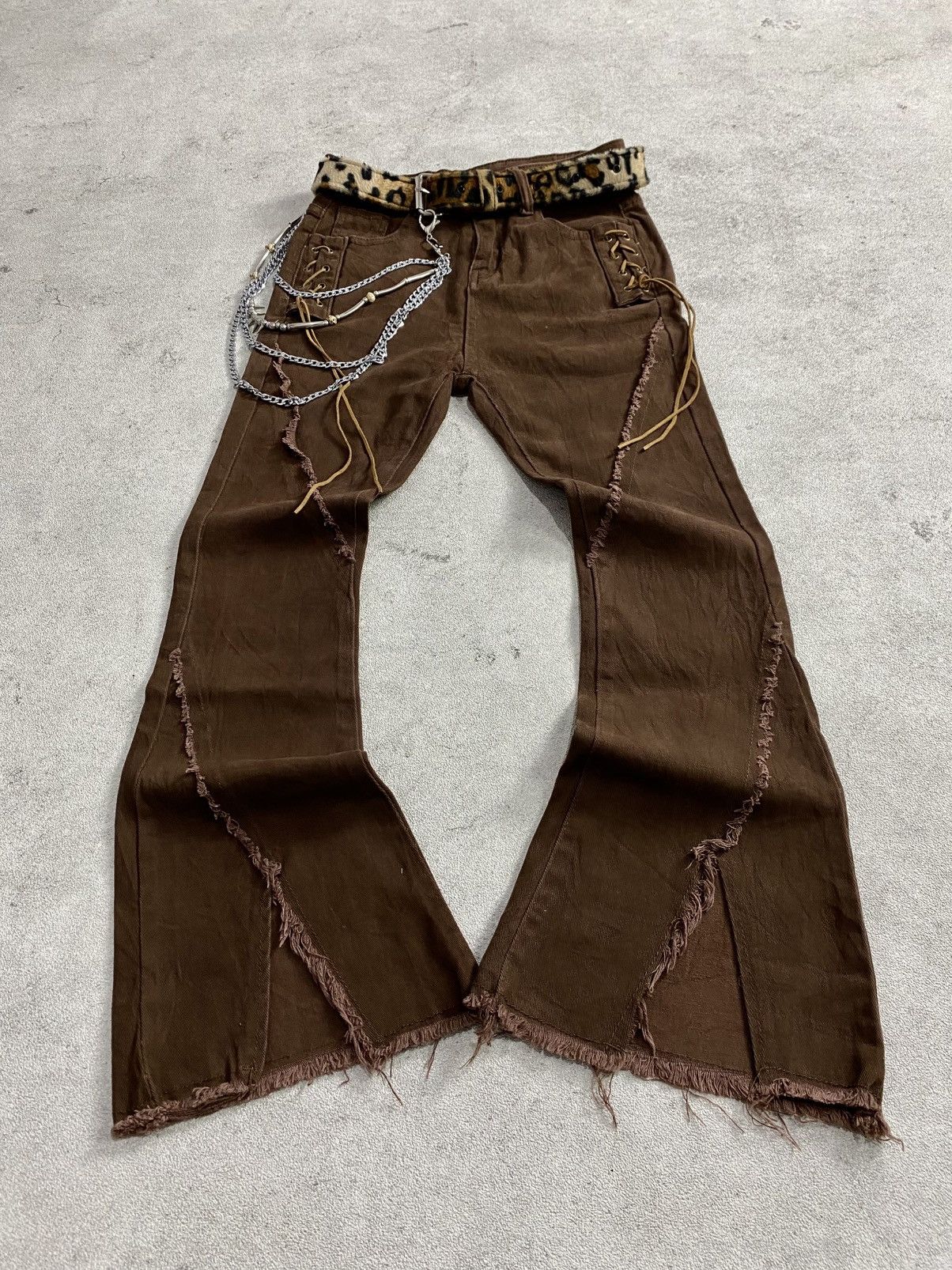 Tornado Mart 2000s Lace Up Browny Flare Jean Size US 26 / EU 42 - 1 Thumbnail