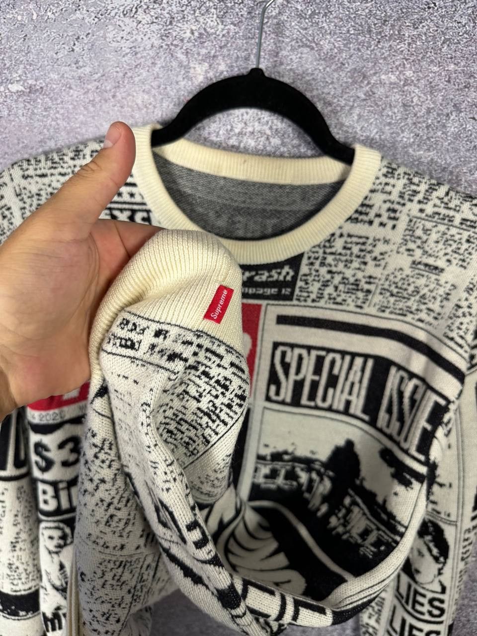Supreme Supreme Newspaper Crewneck Merino Wool Sweater Large Size US L / EU 52-54 / 3 - 11 Thumbnail