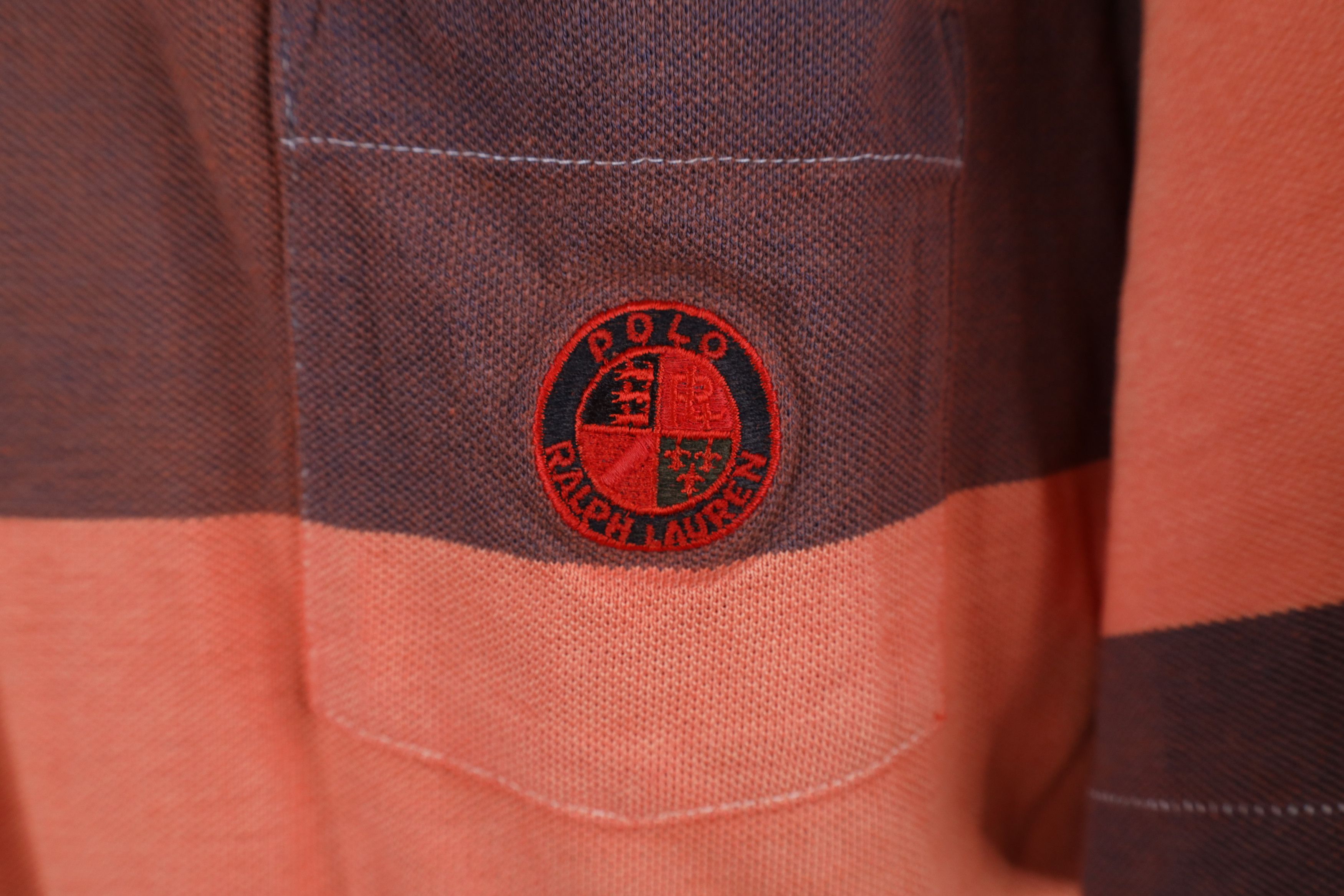 Ralph Lauren × Vintage Vintage 90s Ralph Lauren Spell Crest Striped Polo Shirt USA Size US L / EU 52-54 / 3 - 4 Thumbnail