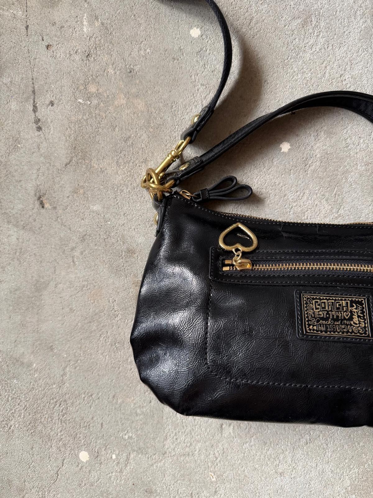 Coach Coach 2Way Poppy Daisy Leather Shoulder Bag Black Size ONE SIZE - 2 Thumbnail