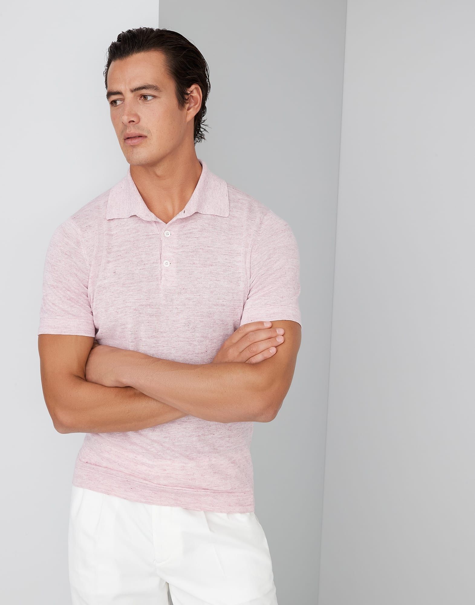 Brunello Cucinelli Polo Sweater in Light Pink Size US M / EU 48-50 / 2 - 1 Thumbnail